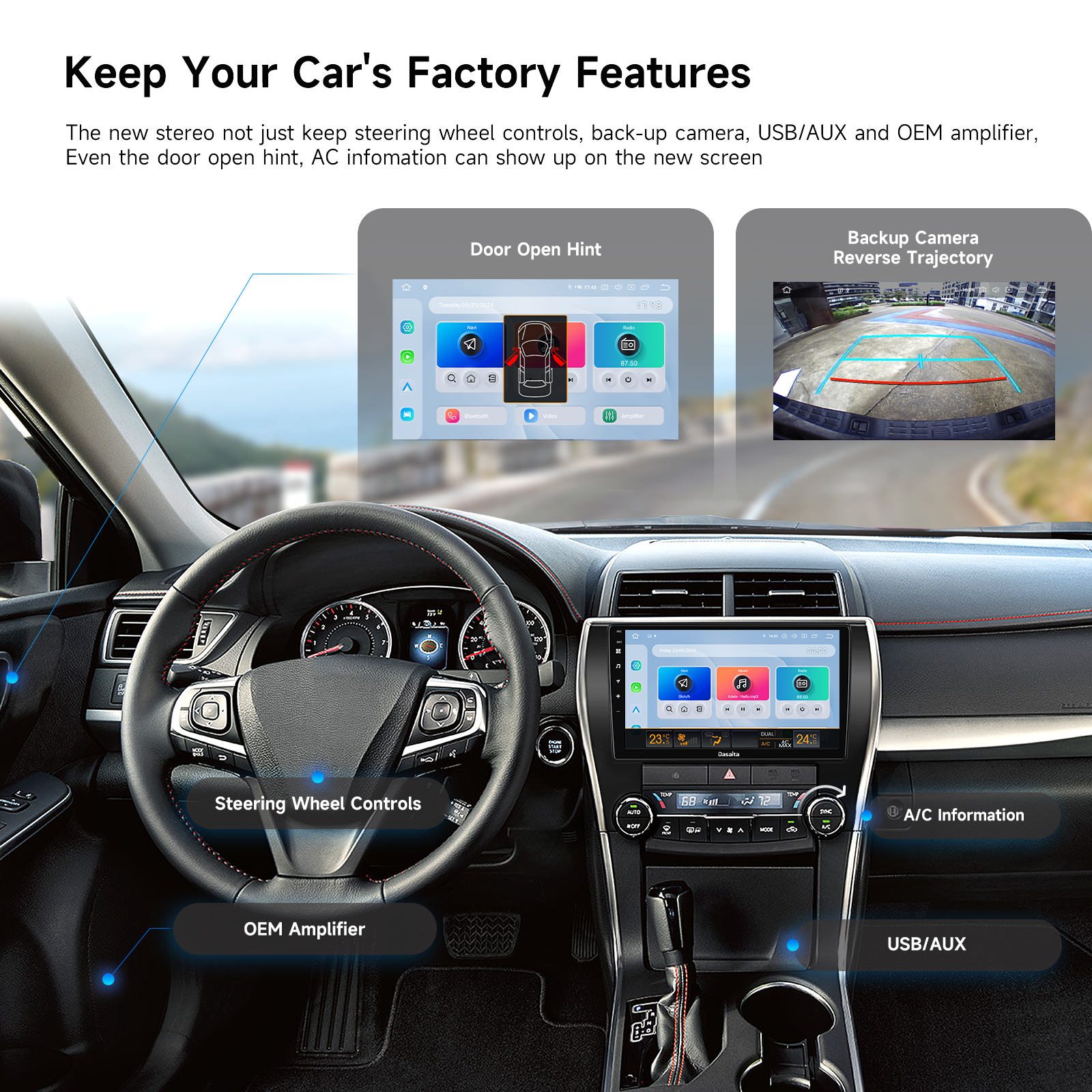 Dasaita for Toyota Camry 2015-2017 Android 13 Car Stereo | Wireless CarPlay & Android Auto 10.2" QLED Touchscreen GPS Navigation