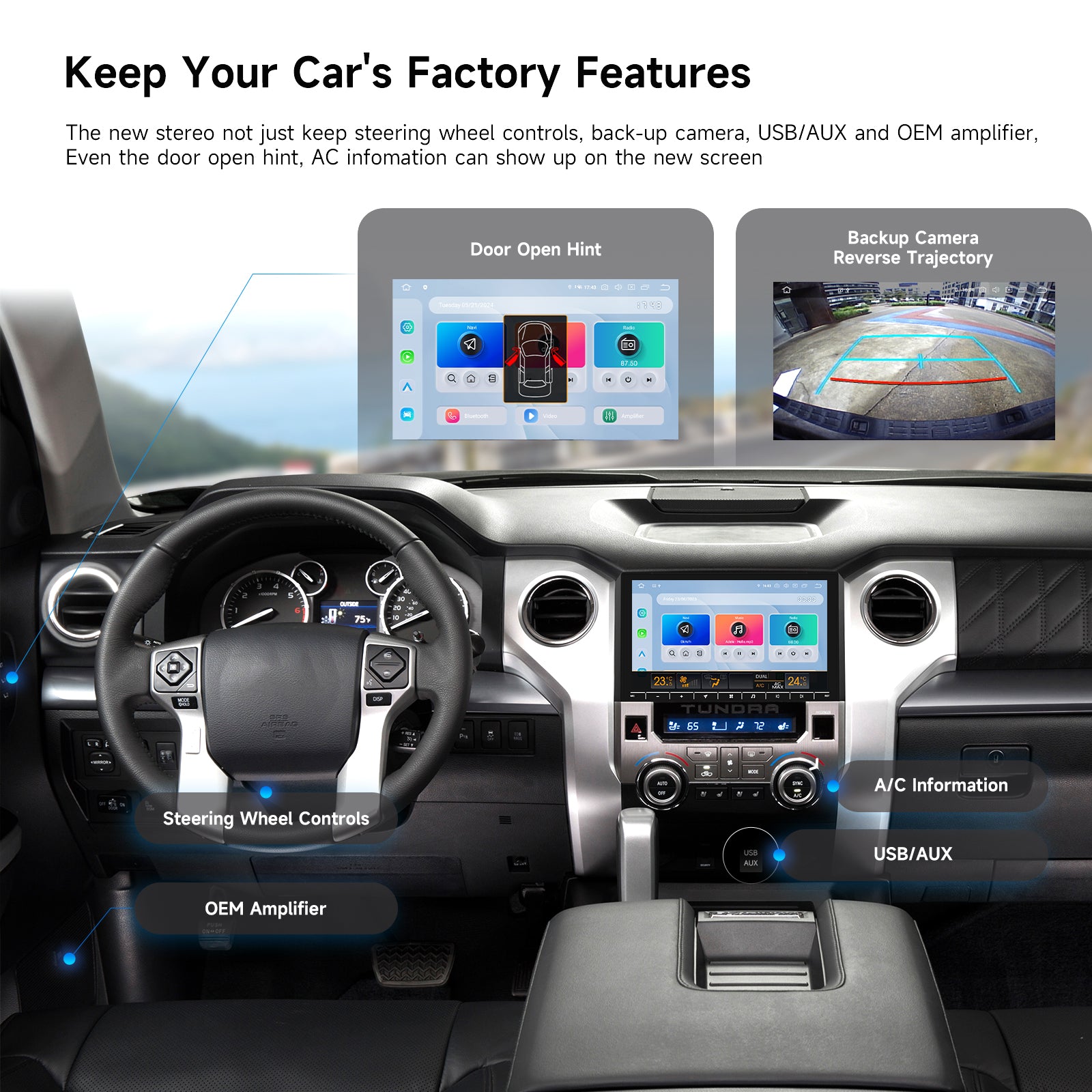 Dasaita For Toyota Tundra 2014-2021 Android 13 Head Unit | Wireless CarPlay & Android Auto | 10.2" QLED | Qualcomm 665 | 4G+64G / 6G+64G