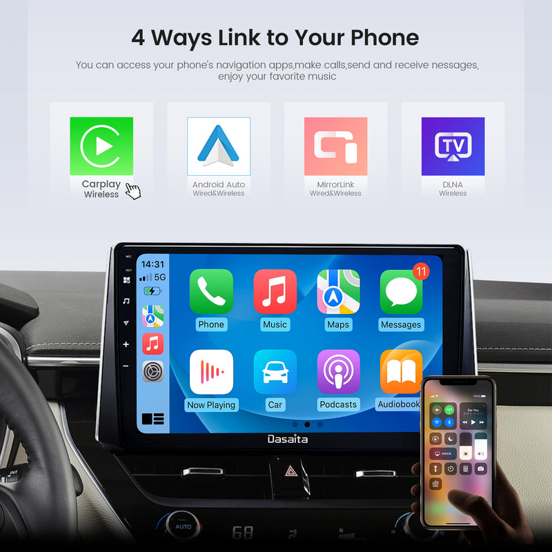 Dasaita Android 12 Car Stereo for Toyota Corolla 2019-2021 Wireless Carplay & Android Auto Car Radio | Qualcomm 665 | 10.2" QLED Screen | Wifi+4G LTE | 4G+64G/8G+256G | DSP Head Unit | Optical Output