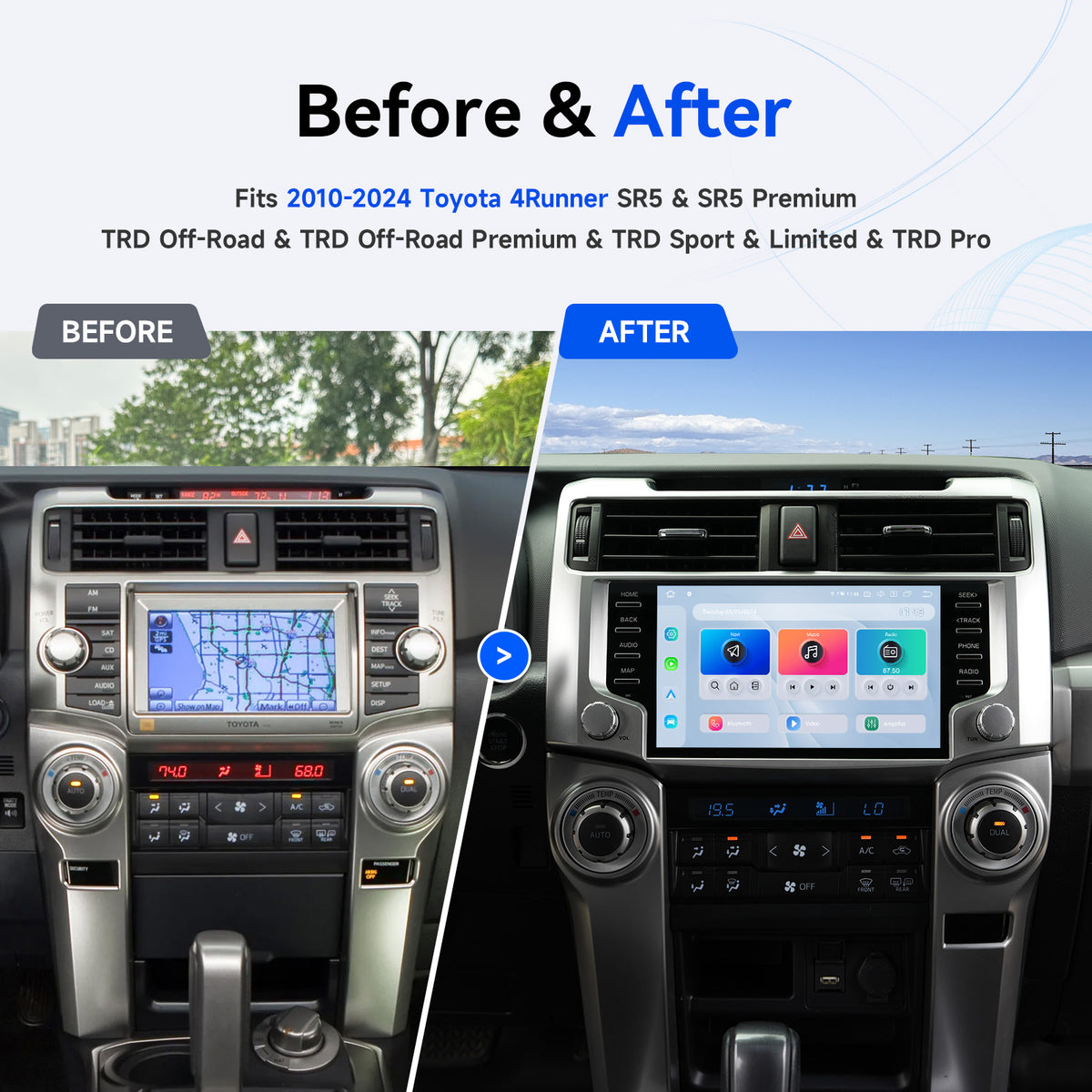 Dasaita 9" QLED Car Stereo for Toyota 4Runner 2010–2024 - Silver