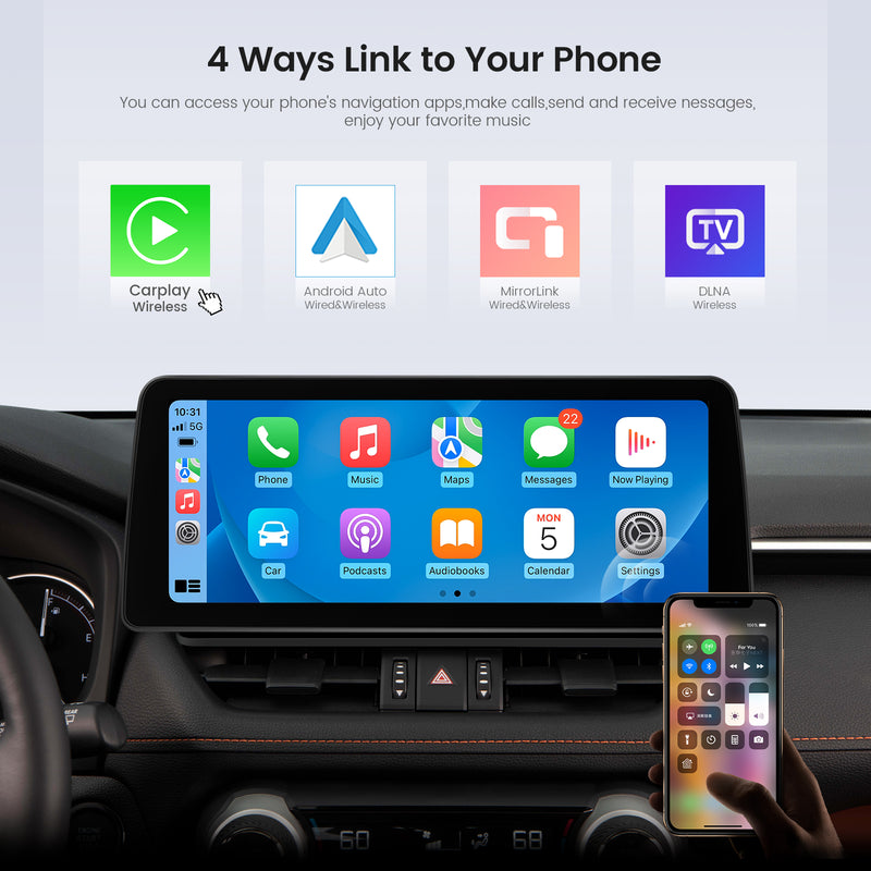 Dasaita Android12 Car Stereo for Toyota RAV4 2019 2020 2021 2022 Wireless Carplay & Android Auto Car Radio | Qualcomm 665 | 12.3" QLED 2K Screen | Wifi+4G LTE | 4G+64G/8+256 | DSP|GPS Navigation Head Unit | Optical Output