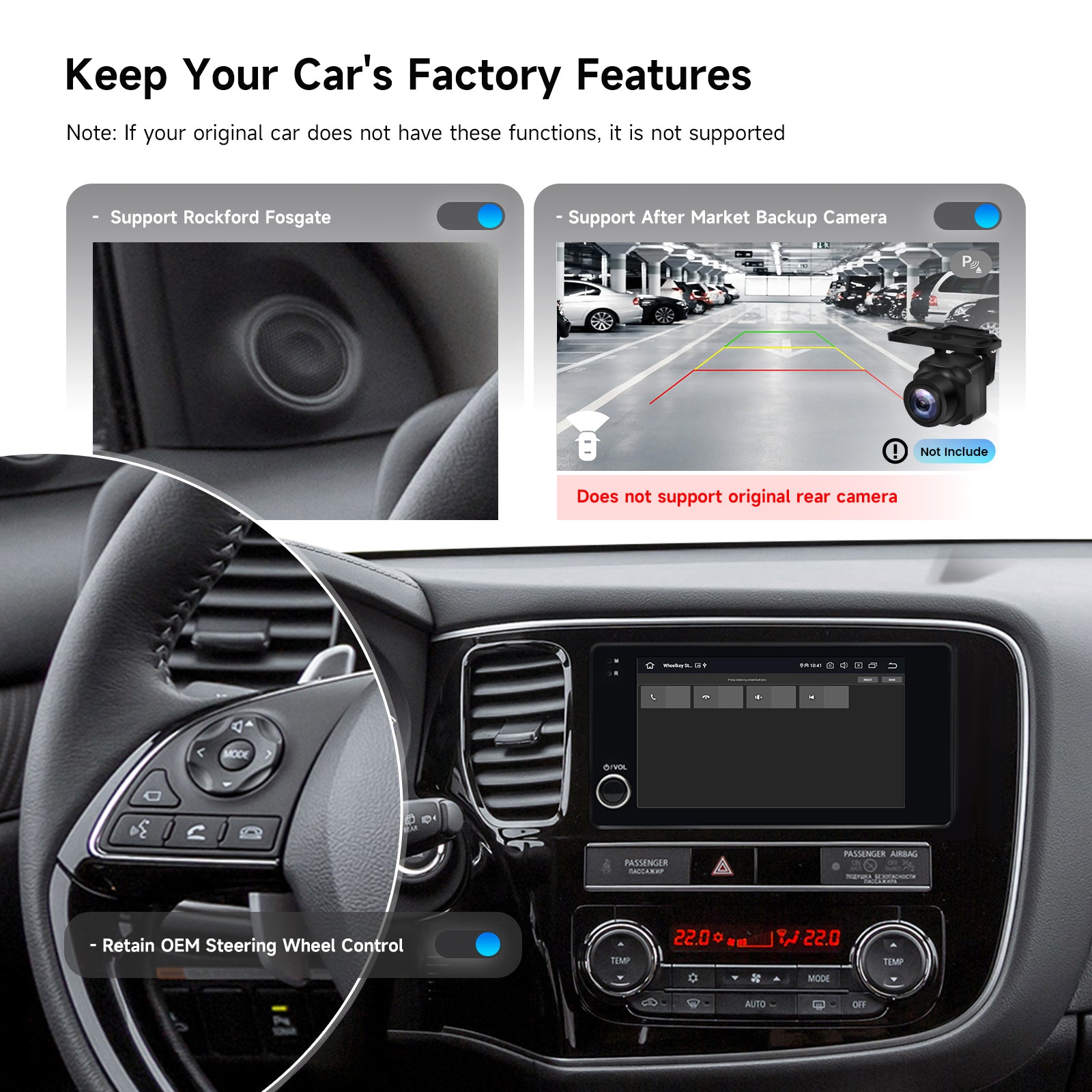 Dasaita Android 13 Car Stereo for Mitsubishi Outlander / Lancer / ASX / Pajero (2007–2019) – Wireless CarPlay & Android Auto, 7” QLED, Knob Control, Rockford & OEM Camera Compatible