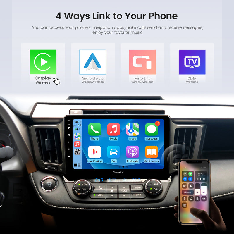 Dasaita Android12 Car Stereo for Toyota RAV4 2013-2018 Wireless Carplay & Android Auto Car Radio | Qualcomm 665 | 10.2" QLED Screen | Wifi+4G LTE | 6G+64G | DSP|GPS Navigation Head Unit | Optical Output