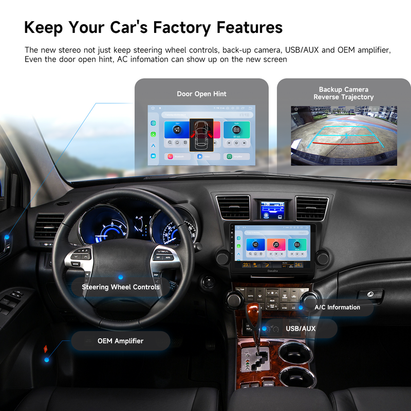 Dasaita Android13 Car Stereo for Toyota Highlander 2007-2014 Wireless Carplay & Android Auto Car Radio | Qualcomm 665 | 10.2" QLED Screen | Wifi+4G LTE | 6G+64G | DTS|GPS Navigation Head Unit | Optical Output