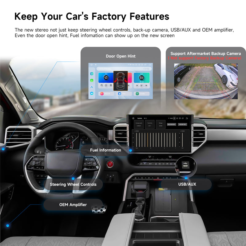 Dasaita for 2022-2024 Toyota Tundra Android 13 Car Stereo | Wireless CarPlay & 14.2" QLED Touchscreen | 4G LTE & 8GB RAM for Off-Road Audio|AHD Camera