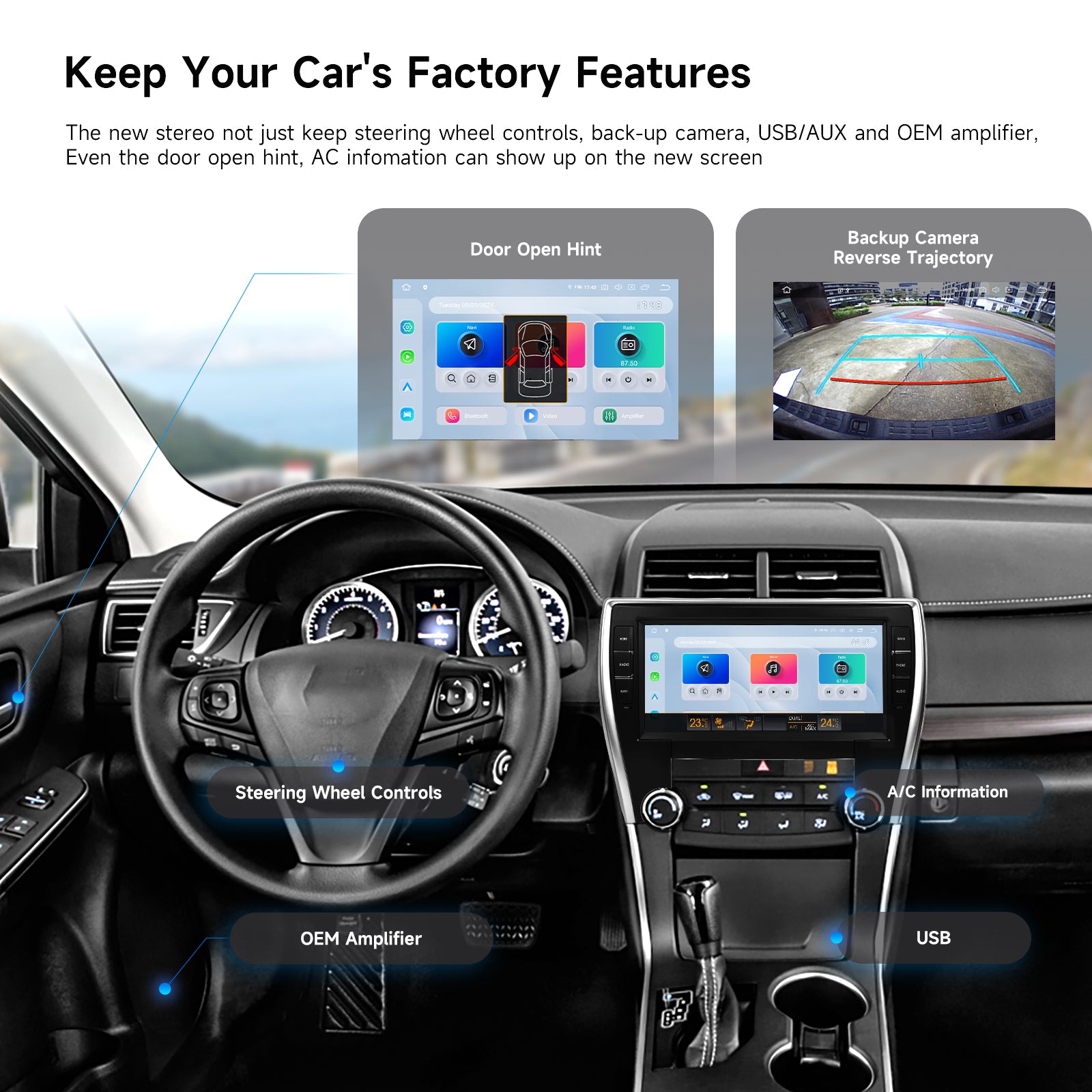 Dasaita Android 13 Car Stereo for Toyota Camry 2015-2017 | 10.3" Wireless CarPlay Android Auto Head Unit