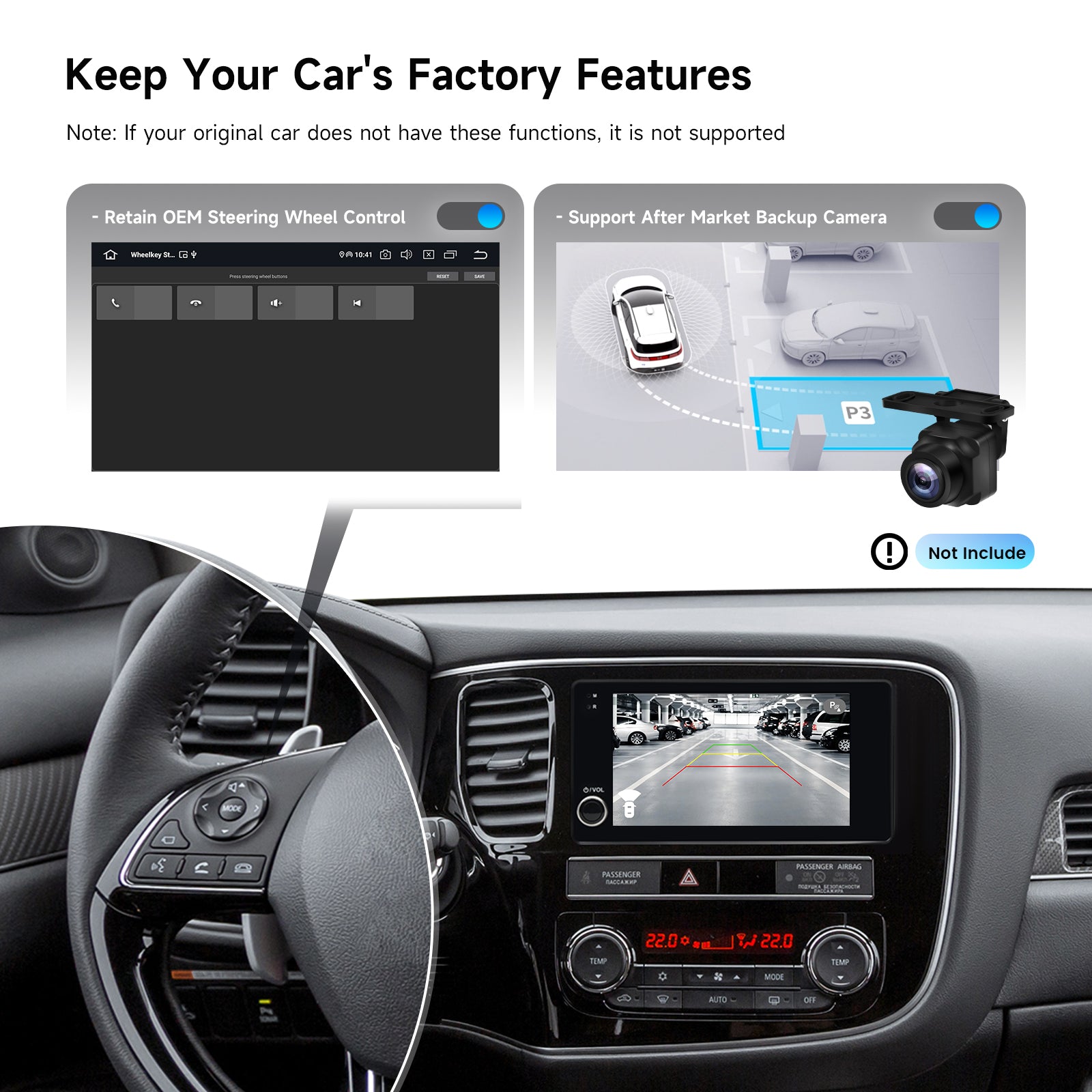 Dasaita Android 13 Car Stereo for Mitsubishi Outlander / Lancer / ASX / Pajero (2007–2019) – Wireless CarPlay & Android Auto, 7” QLED, Knob Control, Rockford & OEM Camera Compatible
