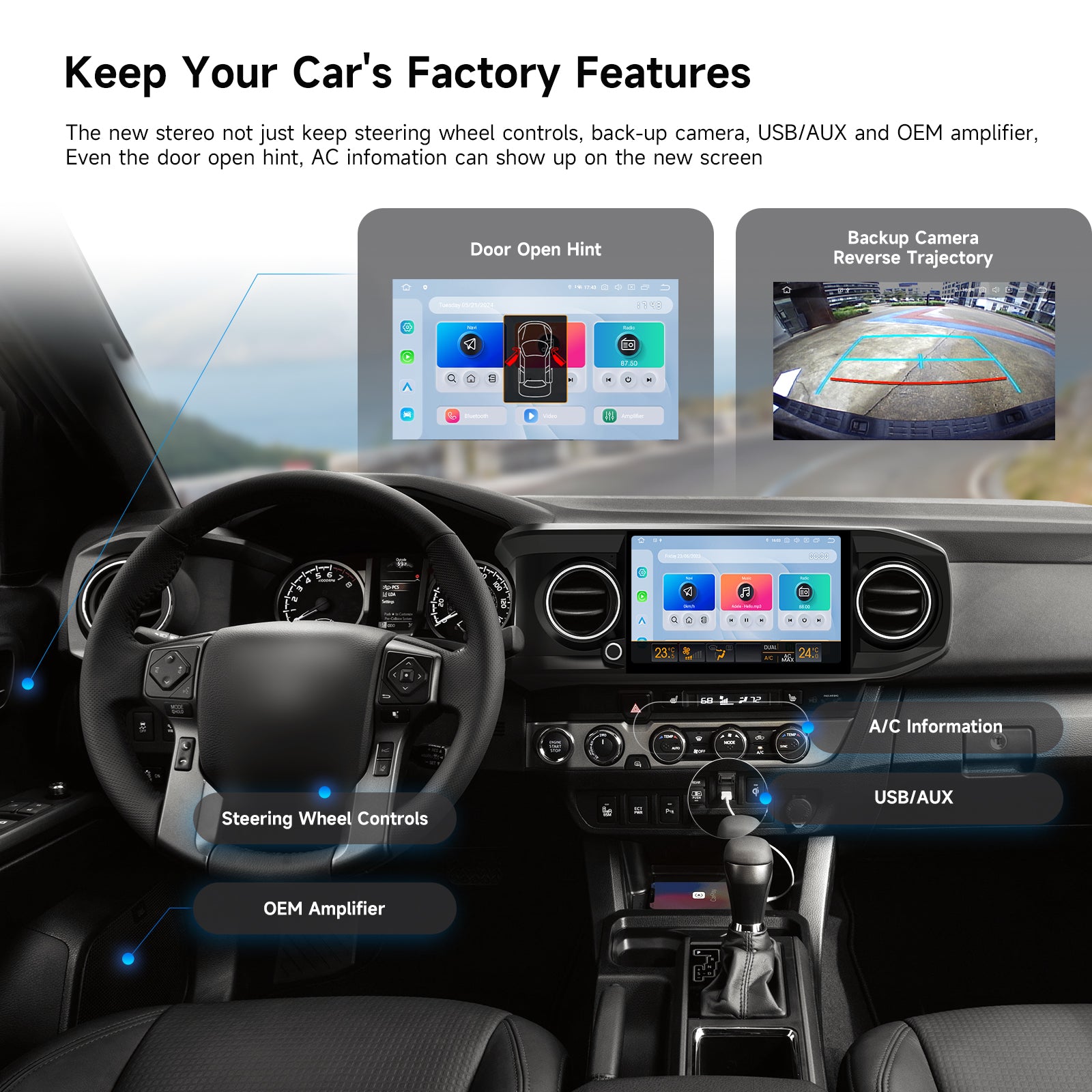 Dasaita Android 13 Car Stereo for Toyota Tacoma 2016-2022 Wireless Carplay & Android Auto Car Radio|Qualcomm 665|11.6"QLED Screen|Wifi+4G LTE|8+256G|DTS Head Unit|Optical Output