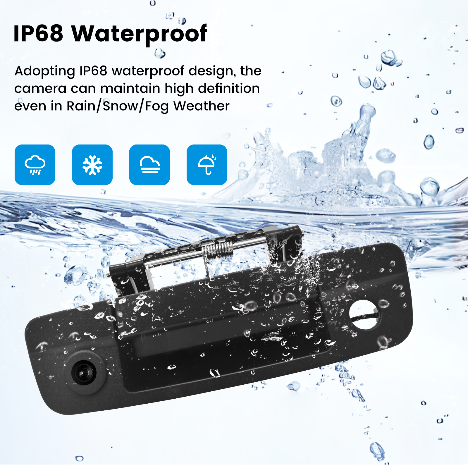 Dasaita Tailgate Handle Reverse Camera, Fit for Dodge Ram 1500 2500 3500 2009-2017 OEM Replacement, AHD 1080P Rear View Camera Backup Camera with Wiring Harness, 170° Wide Angle, IP68 Waterproof