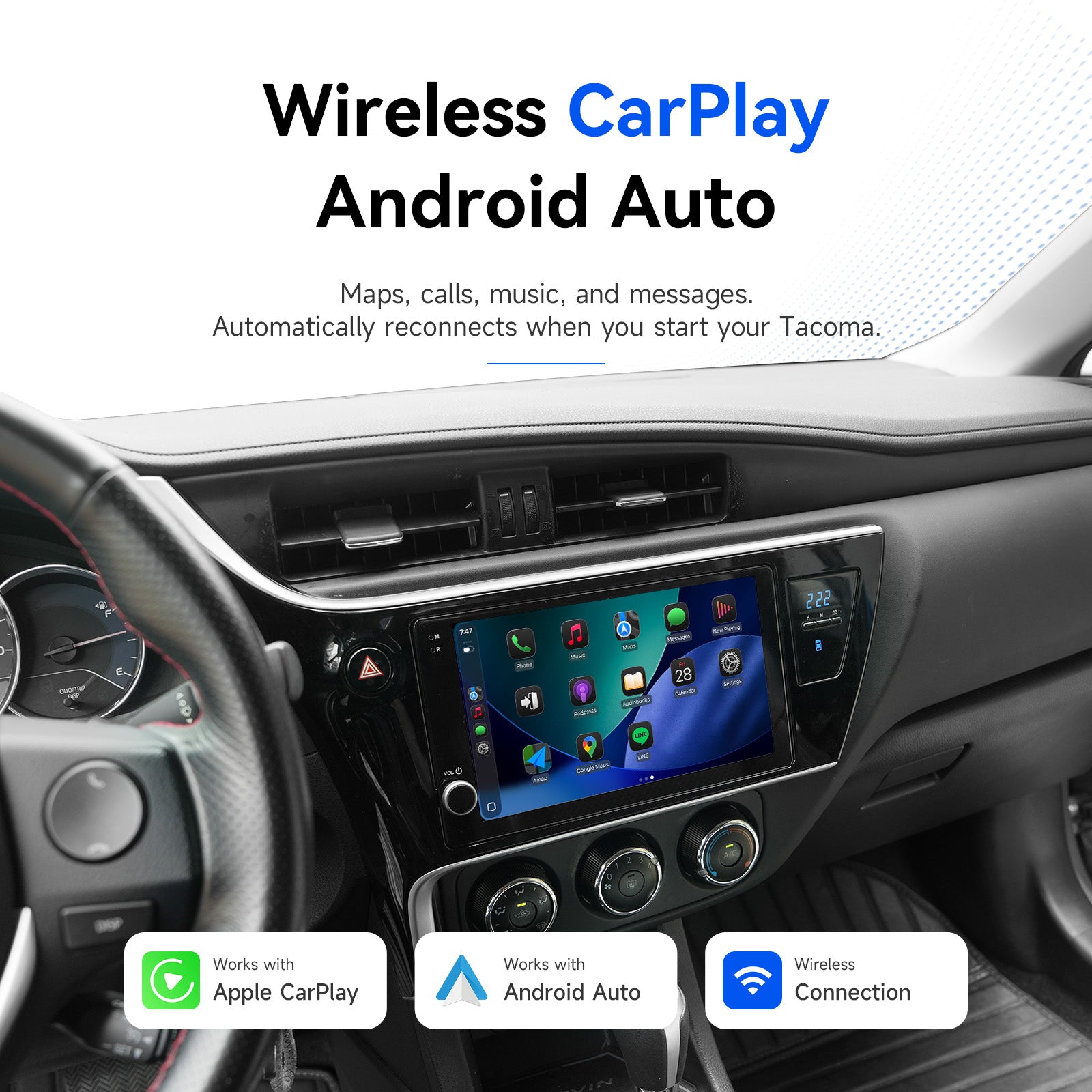 Dasaita for Toyota Corolla 2017-2018 / Sienna 2014-2016 / Tacoma 2016-2022 / Prius 2016-2018 | 9'' Android 13 Car Stereo | Wireless CarPlay & Android Auto | Plug & Play | 6G+64G / 8G+256G | 5G WiFi 4G LTE GPS