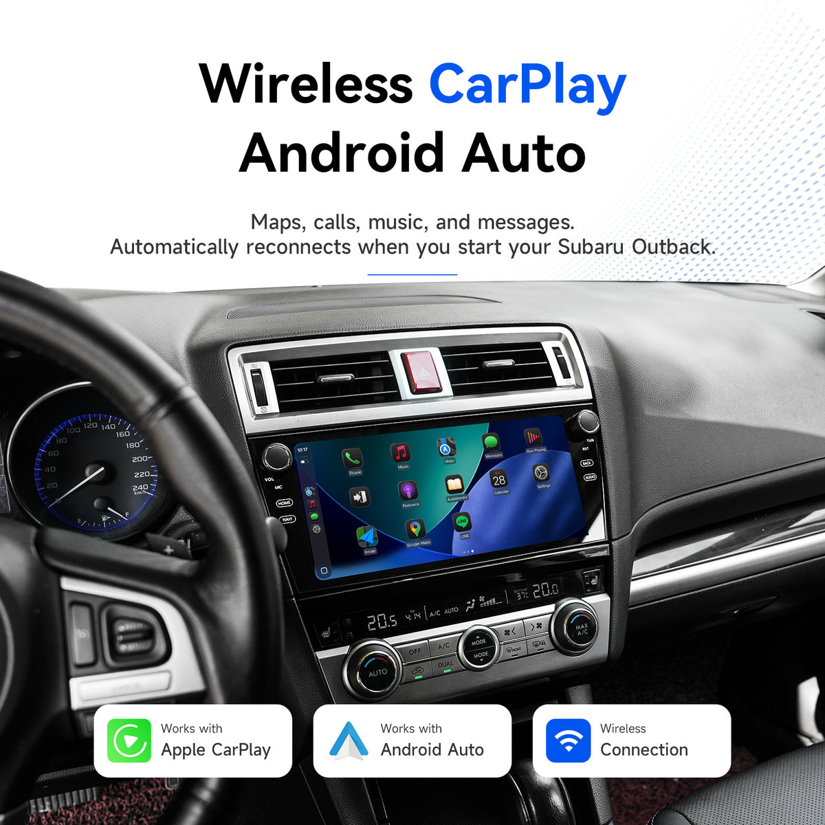 Dasaita Android 13 10.33″ for Subaru Outback & Legacy (2015-2019) QLED Factory Style Head Unit | Octa-Core 8+128GB | Wireless CarPlay/Android Auto | Hi-Fi Audio & Physical Knob | Plug & Play Upgrade