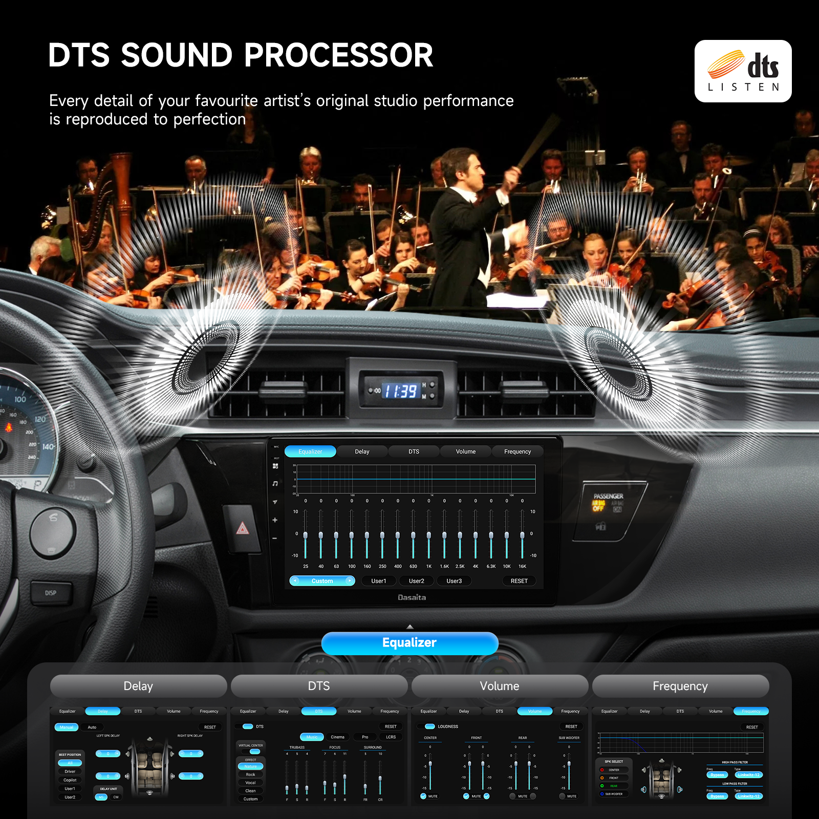 Dasaita Android 13 Car Stereo for Toyota Corolla 2014-2016 with Wireless CarPlay Android Auto 10.2 10.33 Inch Touchscreen GPS Navigation Bluetooth