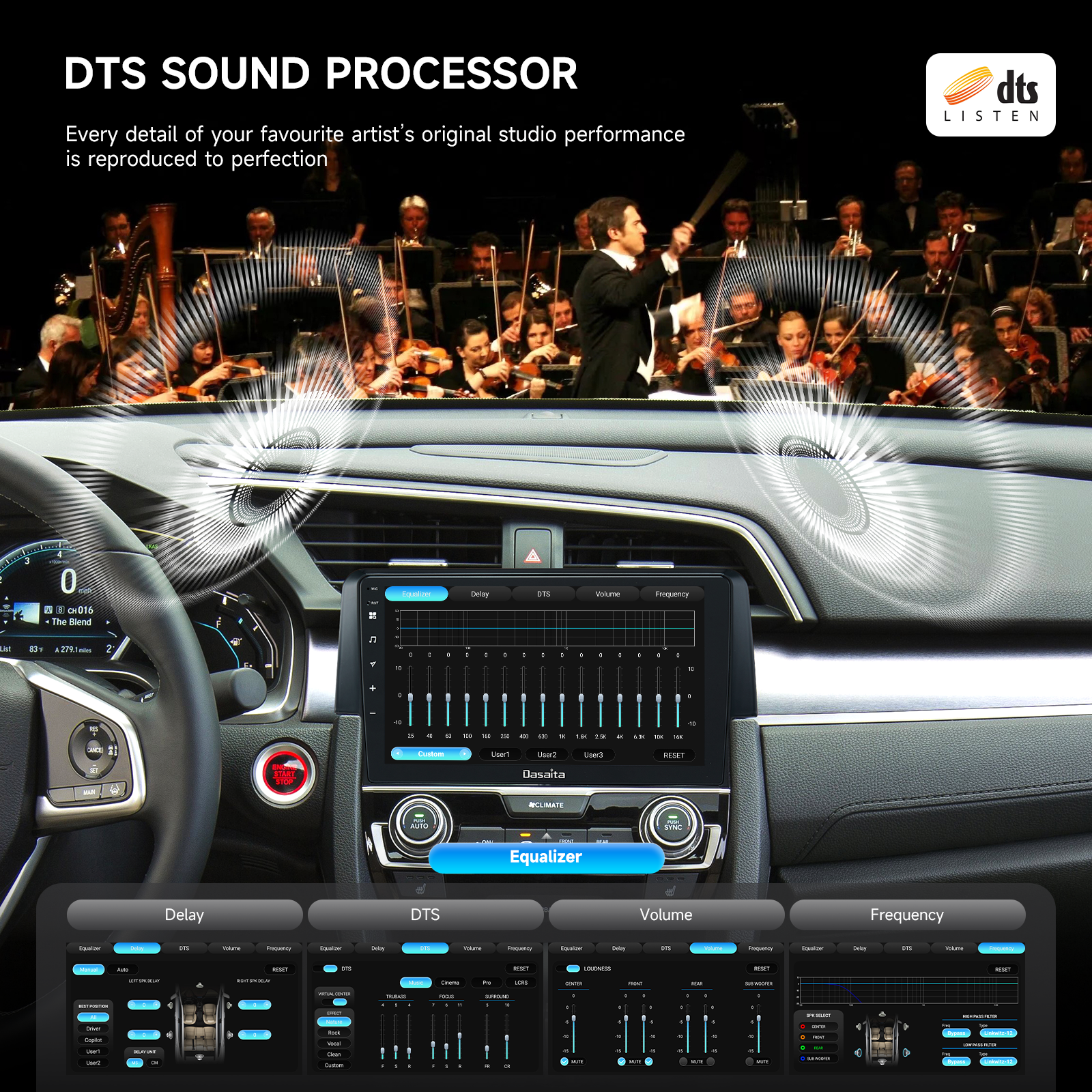 Dasaita Android13 Car Stereo for Honda Civic/SI/Type R 2015-2022 Wireless Carplay & Android Auto Car Radio | Qualcomm 665 | 9" QLED Screen | Wifi+4G LTE | 6G+64G | DTS Head Unit | Optical Output