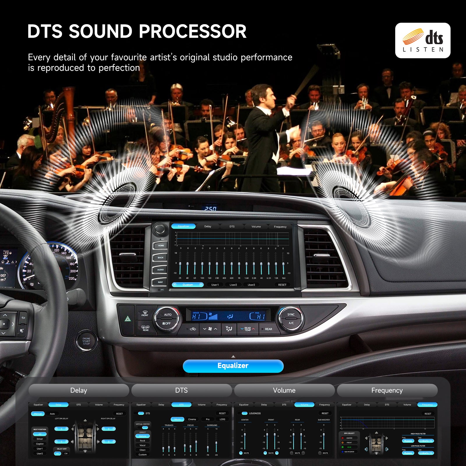 Dasaita 10.2″ Android 13 Car Stereo for Toyota Highlander 2015-2016-2017-2018-2019, Plug & Play Radio with Wireless Apple CarPlay & Android Auto, Qualcomm 665 6+64/8+256GB, TDA7808 Amp, Retains OEM Features