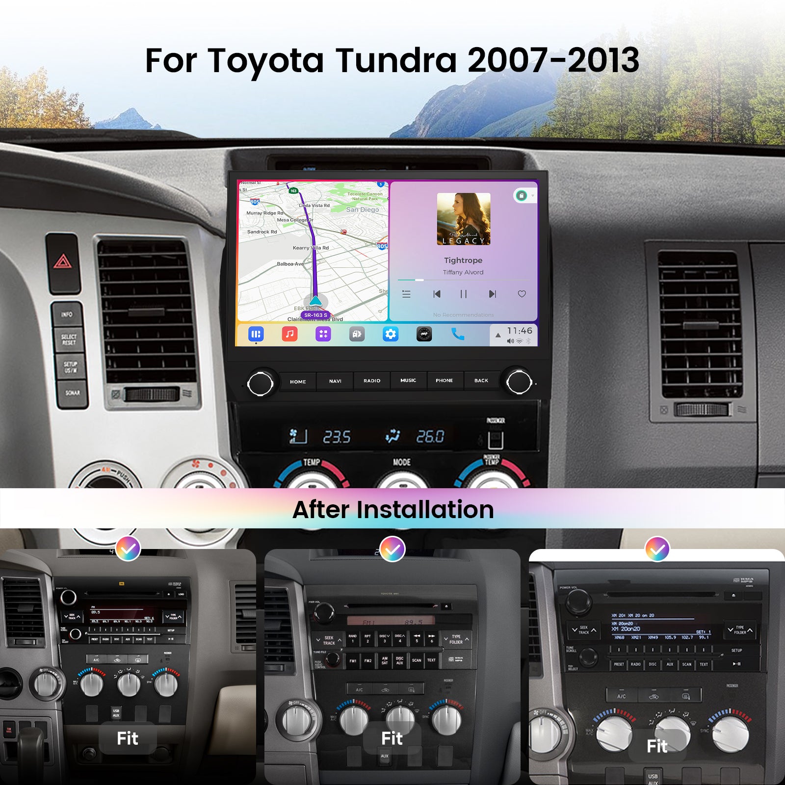 Dasaita Vivid 13 Car Stereo for Toyota Tundra 2007-2013/Sequoia 2014-2022 LHD Wireless Carplay & Android Auto Car Radio | Qualcomm 665 | 11.5" QLED Screen | Wifi+4G LTE | 8G+256G | DTS|GPS Navigation Head Unit | Optical Output