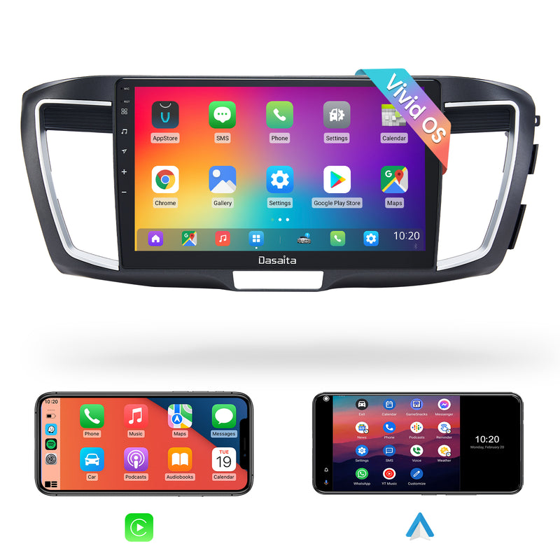 Dasaita Vivid11 Honda Accord 2013 2014 2015 2016 2017 LHD Car Stereo 10.2" Carplay Android Auto 4G+64G Android11 PX6 1280*720 DSP AHD Radio