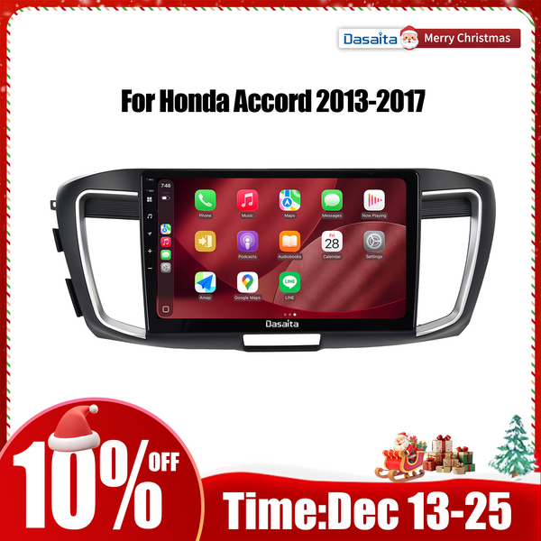 Dasaita Android13 Car Stereo for Honda Accord 2013-2017 LHD Wireless Carplay & Android Auto Car Radio | Qualcomm 665 | 10.2" QLED Screen | Wifi+4G LTE | 8+256G | DTS|GPS Navigation Head Unit | Optical Output
