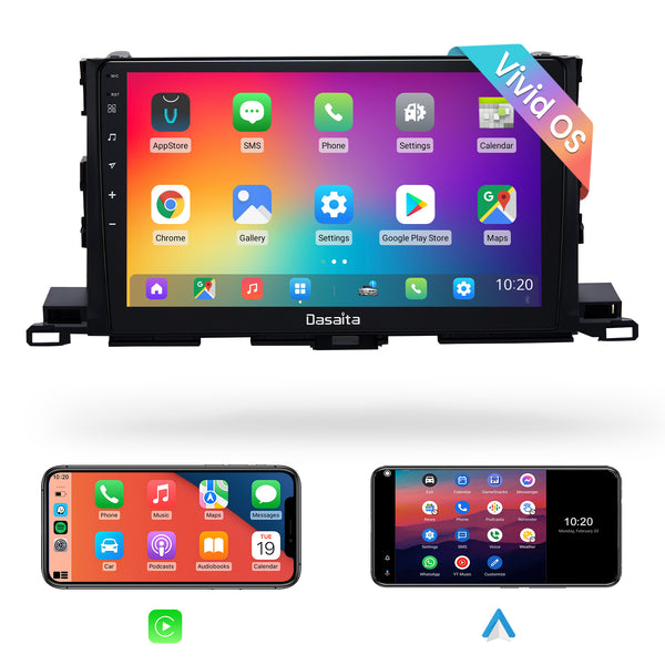 Dasaita Vivid11 Toyota Highlander 2015 2016 2017 2018 Car Stereo 10.2 Inch Carplay Android Auto PX6 4G+64G Android11 1280*720 DSP AHD Radio