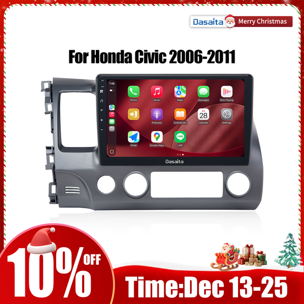 Dasaita Android13 Car Stereo for Honda Civic 2006-2011 Wireless Carplay & Android Auto Car Radio| Qualcomm 665 | 10.2" QLED Screen | Wifi+4G LTE |6G+64G|DTS|GPS Navigation Head Unit| Optical Output