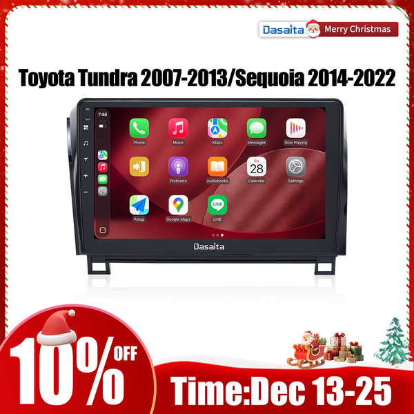 Dasaita Android13 Car Stereo for Toyota Tundra 2007-2013/Sequoia 2014-2022 LHD Wireless Carplay & Android Auto Car Radio | Qualcomm 665 | 10.2" QLED Screen | Wifi+4G LTE | 6G+64G | DTS|GPS Navigation Head Unit | Optical Output