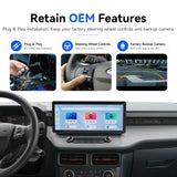 Ford Maverick plug and play head unit – retains factory steering wheel controls and backup camera