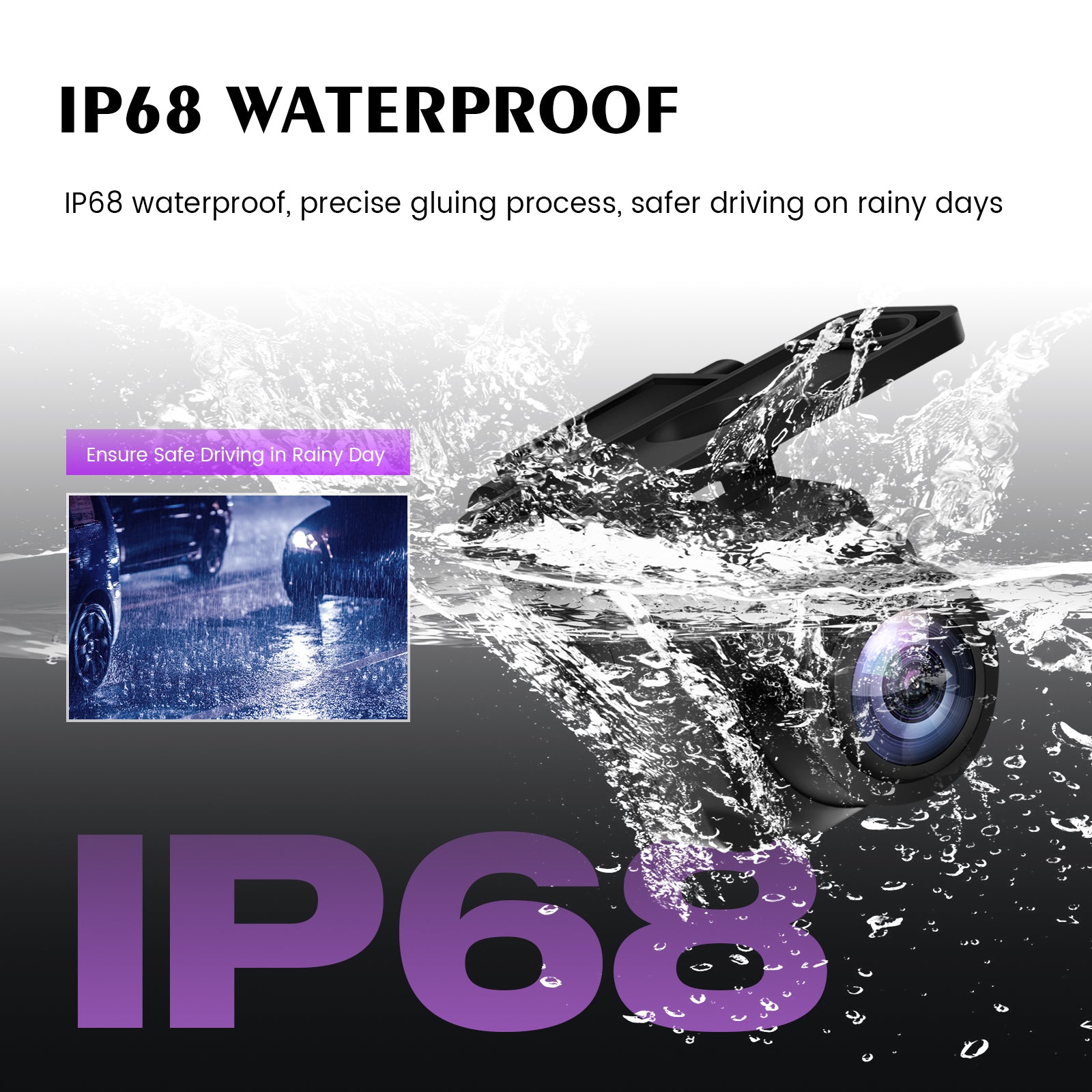 Dasaita Backup/Front View Camera 170° Super Wide Angle and Fisheye Correction 1080P Clear Night Vision Rear View Camera IP68K Waterproof Universal Reverse Camera for Car,SUV,Truck Pickup,Camper,Van AHD Camera