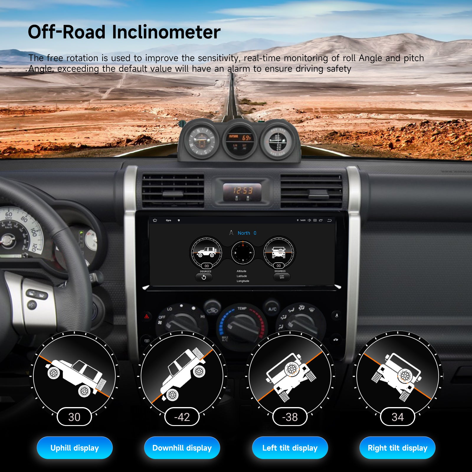 Dasaita Android13 Car Stereo for Toyota FJ Cruiser 2007-2018 Black Wireless Carplay & Android Auto Car Radio | Qualcomm 665 | 12.3" 2K QLED Screen | Wifi+4G LTE | 6G+64G | DTS|GPS Navigation Head Unit | Optical Output