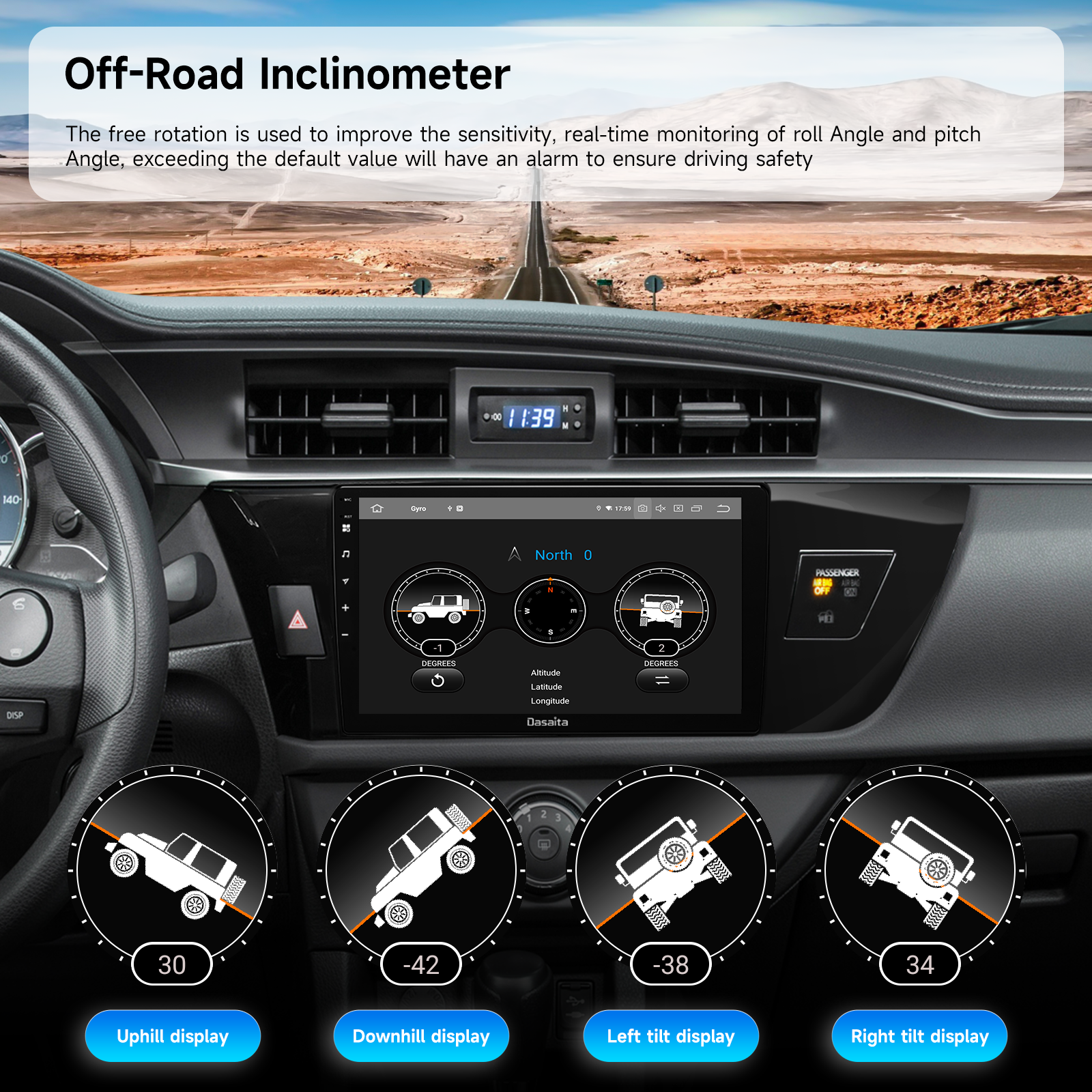 Dasaita Android 13 Car Stereo for Toyota Corolla 2014-2016 with Wireless CarPlay Android Auto 10.2 10.33 Inch Touchscreen GPS Navigation Bluetooth