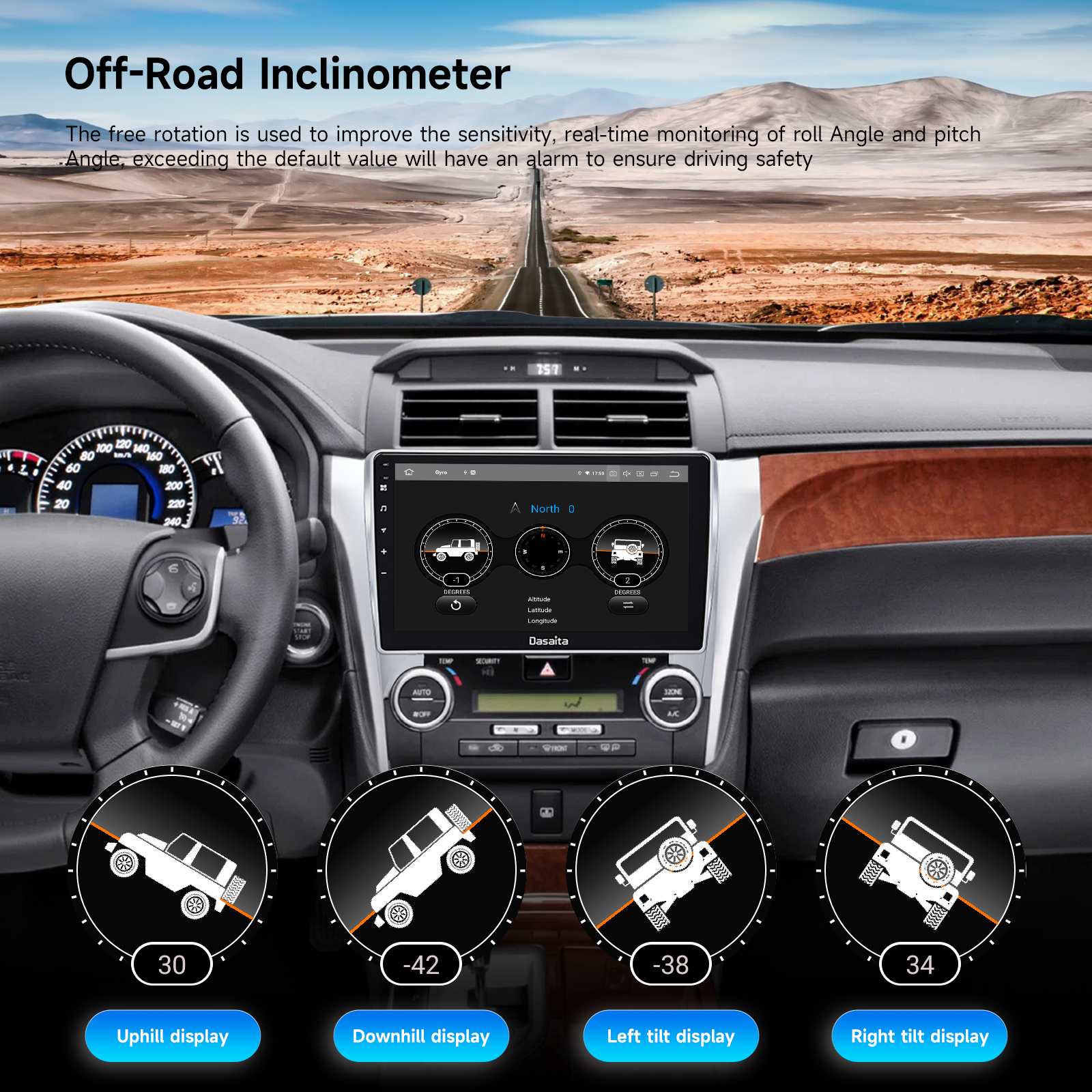 Dasaita 10.2" Android 13 Car Stereo for Toyota Camry 2012-2014 (Asian Version) | Wireless CarPlay & Android Auto | Qualcomm 665 | QLED Screen | WiFi+4G LTE | 6G+64G | DTS | GPS | Optical Output
