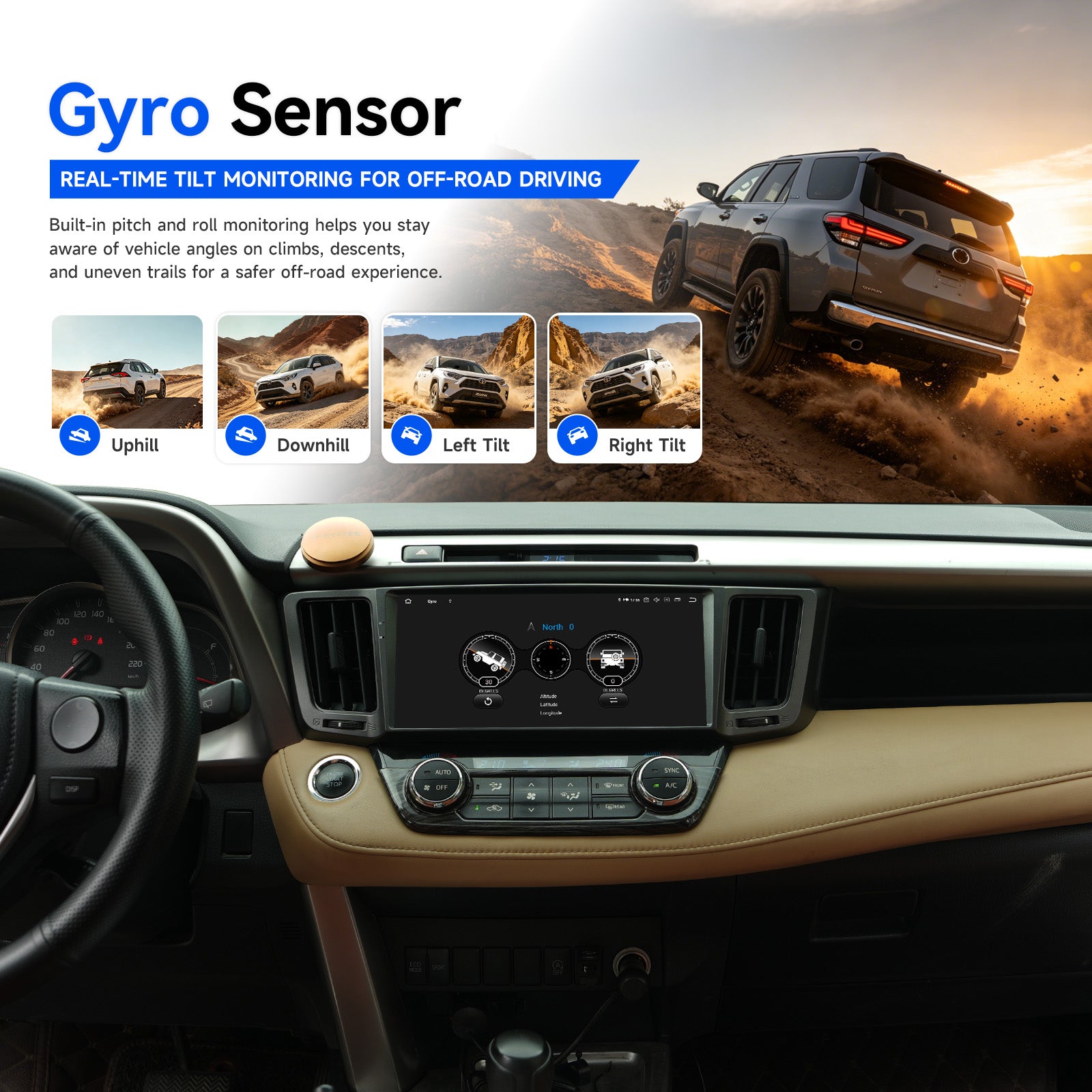 Dasaita G13 wireless Apple CarPlay and Android Auto on Toyota RAV4 2013-2018 dashboard
