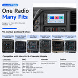 7-inch head unit fitment chart for select Chevrolet, GMC, Hummer, and Cadillac models