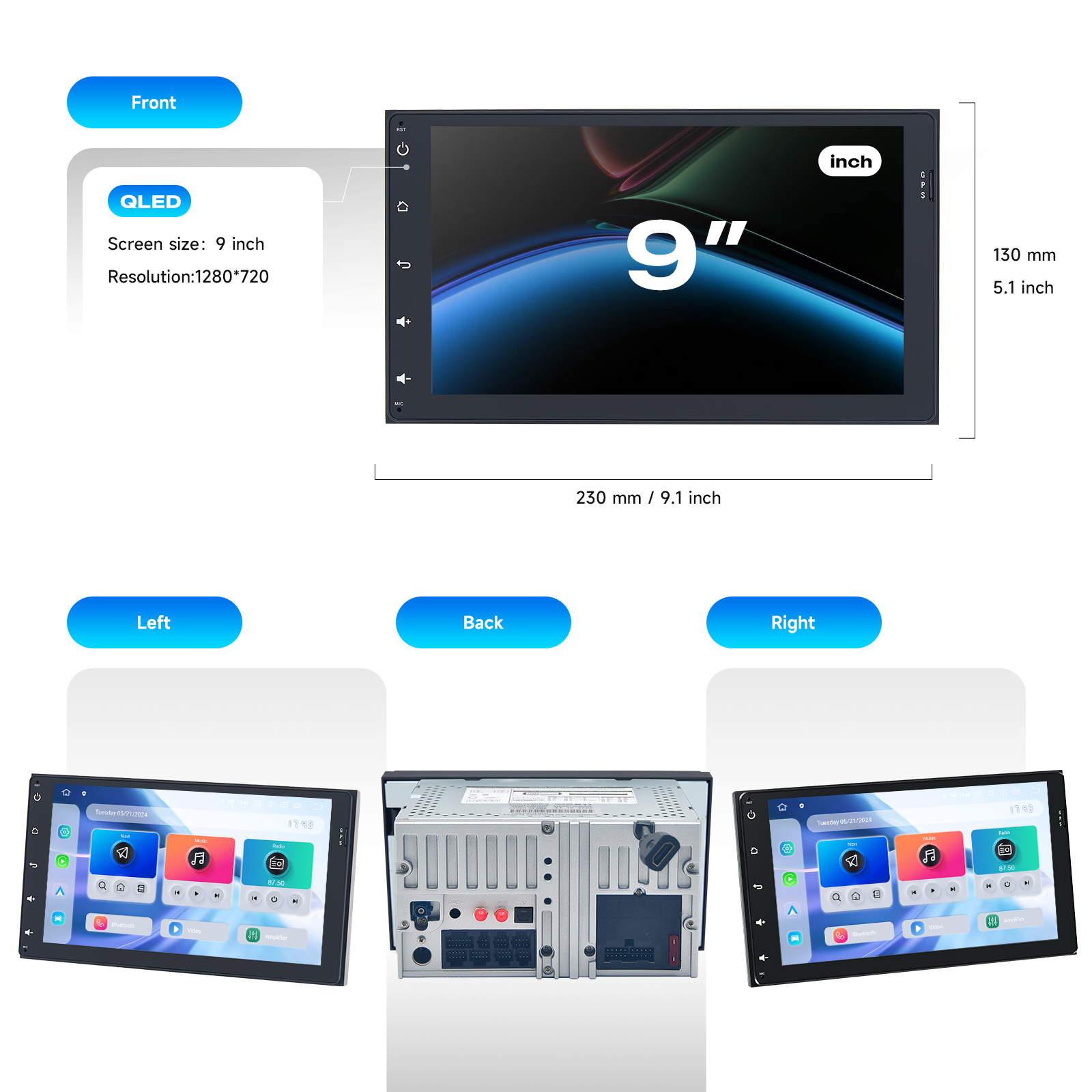 Dasaita Plug & Play Android 13 Car Stereo for Toyota | 9″ QLED Screen | Qualcomm 665 6/8+64/256GB | Wireless CarPlay & Android Auto | 4G LTE | TDA7850 & DTS Sound | GPS Navigation