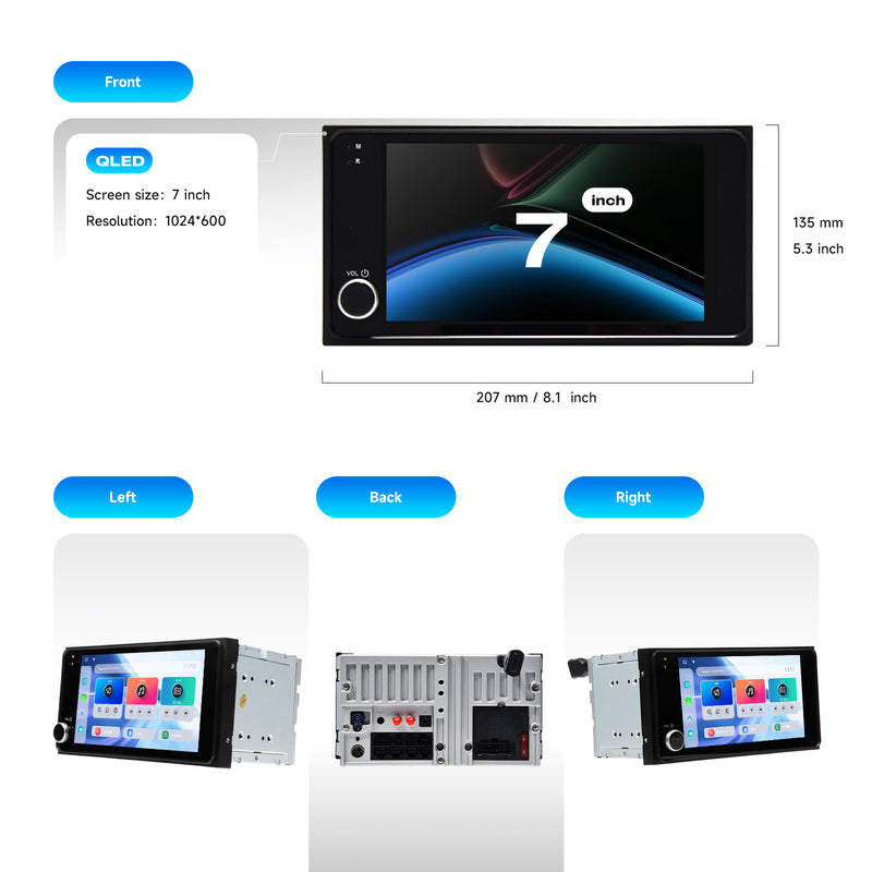 Dasaita Android 13 Car Stereo for Toyota Universal 2000-2020 Wireless Carplay & Android Auto Car Radio|Qualcomm 665|7" QLED Screen|Wifi+4G LTE|6G/8G+64G/256G|SWC|GPS Navigation Head unit|DTS|Optical Output