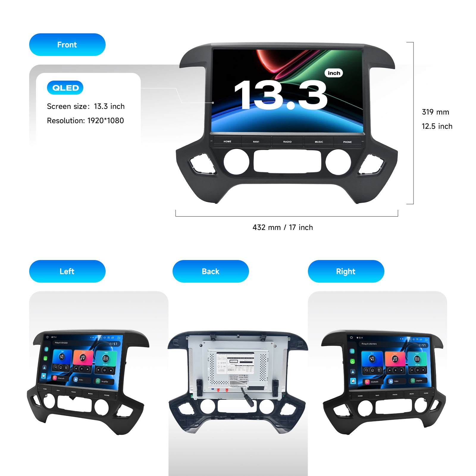 Dasaita Android13 Car Stereo for Chevrolet Silverado GMC Sierra 2014-2019 Wireless Carplay & Android Auto Car Radio | Qualcomm 665 | 13.3" 2K QLED Screen | Wifi+4G LTE |8G+256G | DTS|GPS Navigation Head Unit | Optical Output