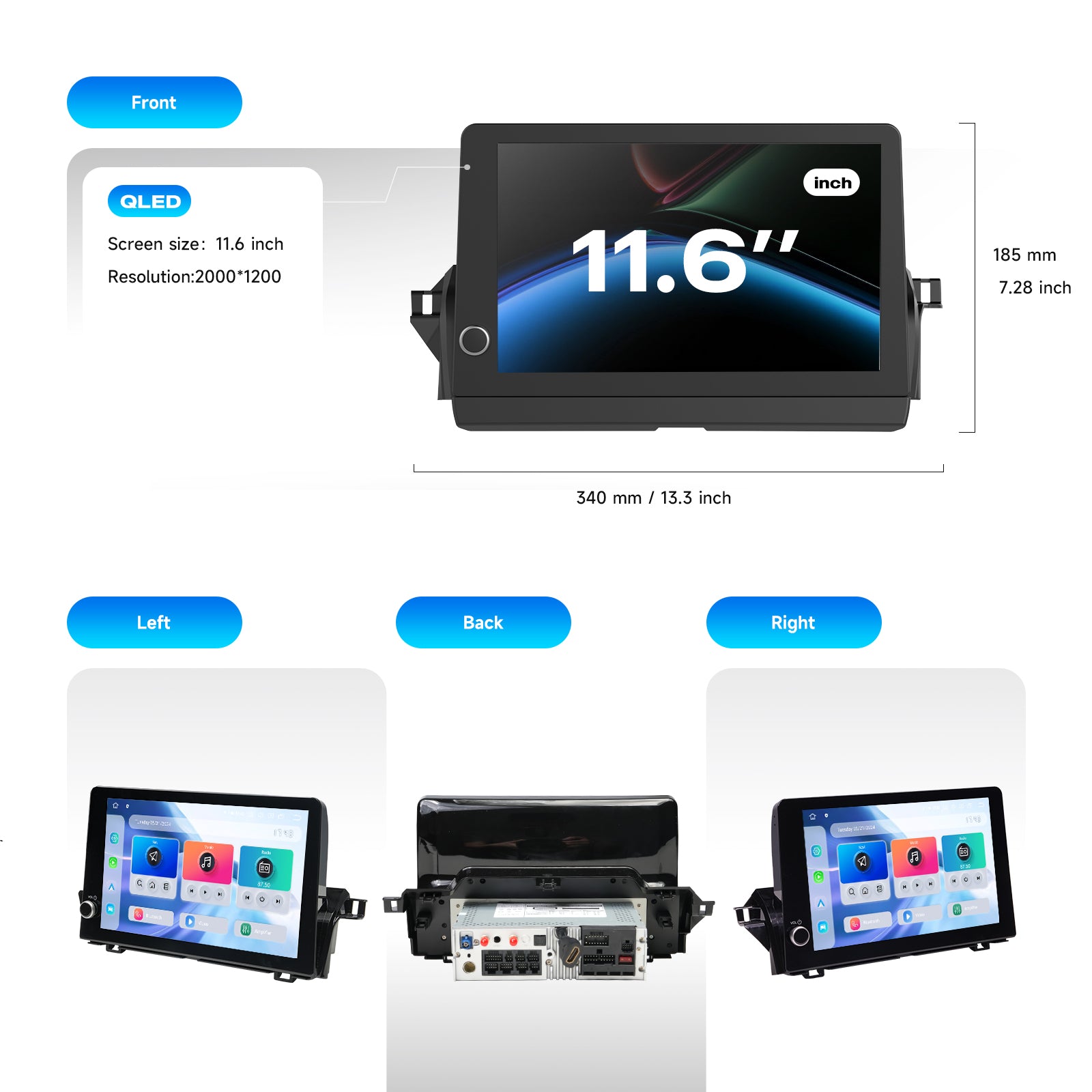 Dasaita 11.6" Android 13 Head Unit for Toyota Camry 2021-2023 | Wireless CarPlay, Volume Knob, 8GB+256GB