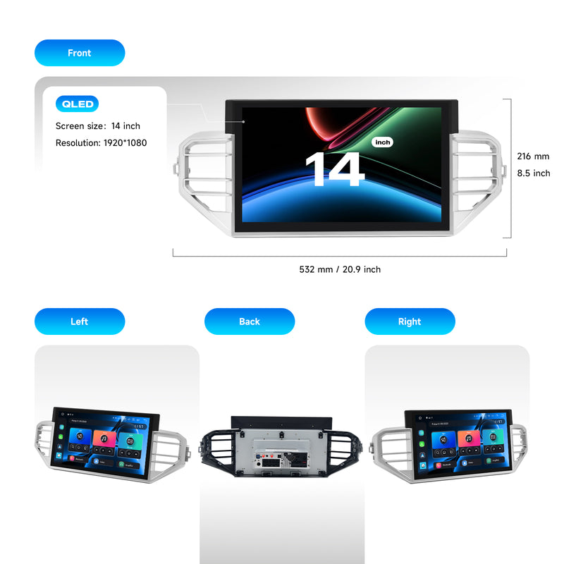 Dasaita for 2022-2024 Toyota Tundra Android 13 Car Stereo | Wireless CarPlay & 14.2" QLED Touchscreen | 4G LTE & 8GB RAM for Off-Road Audio|AHD Camera