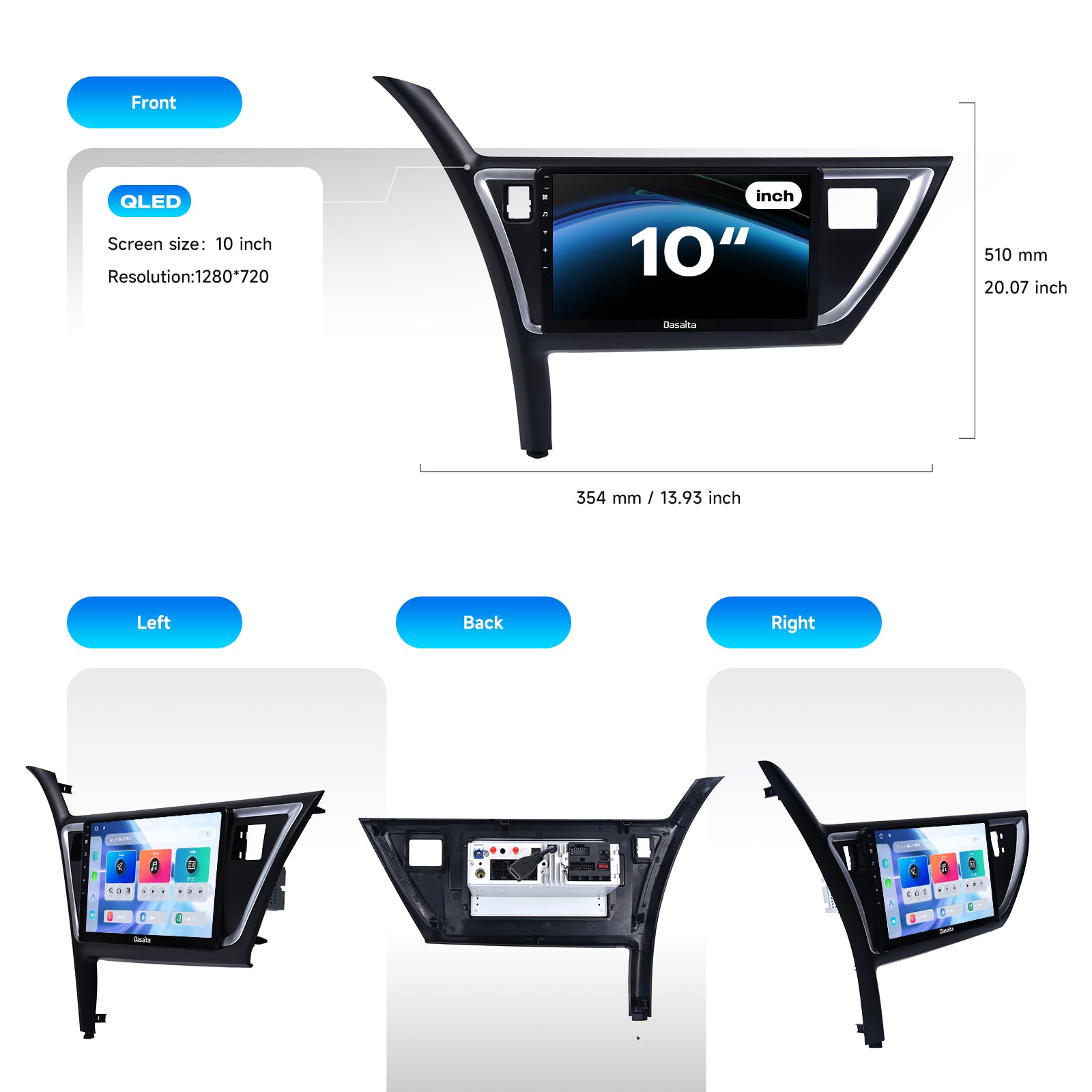 Dasaita for Toyota Auris Car Stereo 2013 2014 Android 13 Wireless CarPlay Android Auto 10.2 Inch Touchscreen GPS Navigation Head Unit