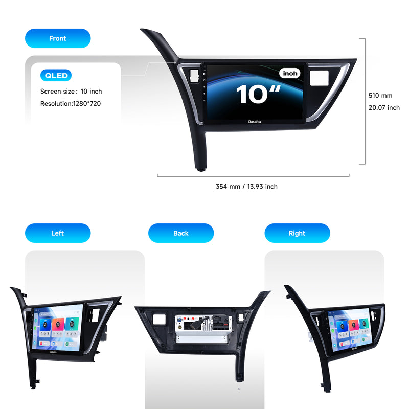 Dasaita Android13 Car Stereo for Toyota Auris 2013 2014 Wireless Carplay & Android Auto Car Radio | Qualcomm 665 | 10.2" QLED Screen | Wifi+4G LTE | 6G/8G+64G/256G | DTS|GPS Navigation Head Unit | Optical Output