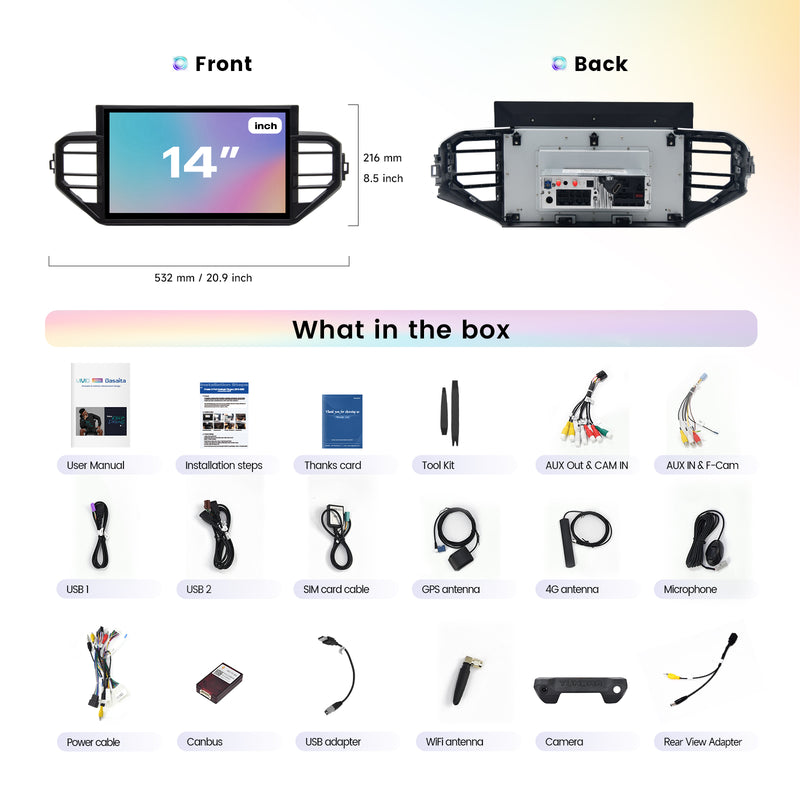 Dasaita Vivid13 Car Stereo for Toyota Tundra 2022-2024 Wireless Carplay & Android Auto Car Radio | Qualcomm 665 | 14" 2K QLED Screen | Wifi+4G LTE |8G+256G | DTS|GPS Navigation Head Unit | Optical Output