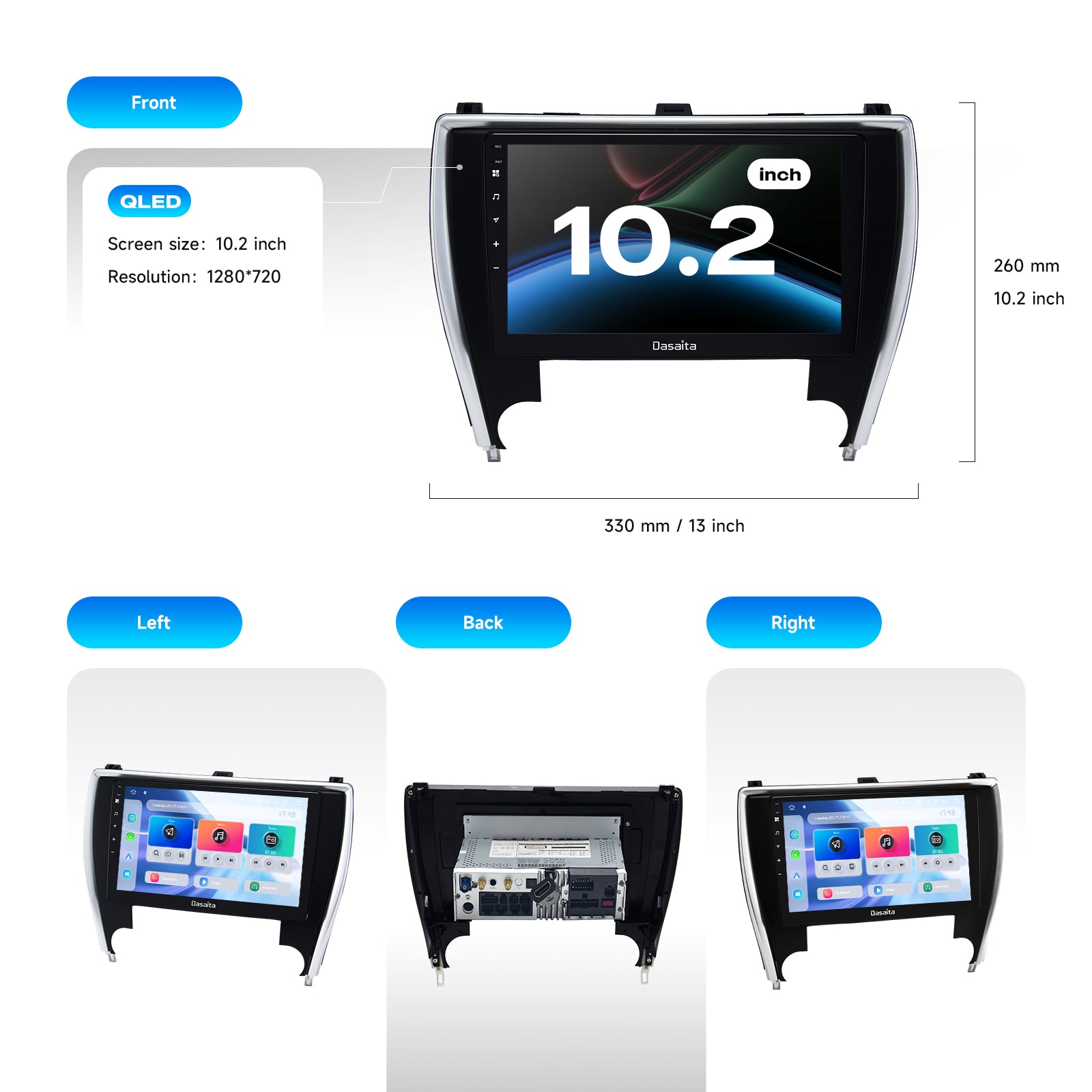 Dasaita for Toyota Camry 2015-2017 Android 13 Car Stereo | Wireless CarPlay & Android Auto 10.2" QLED Touchscreen GPS Navigation