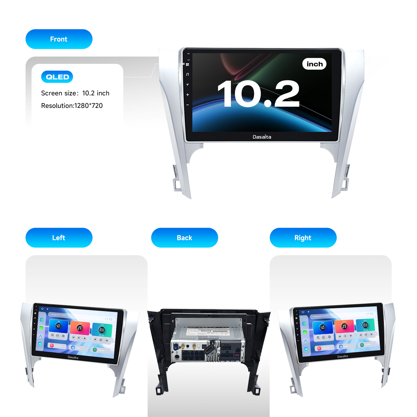 Dasaita 10.2" Android 13 Car Stereo for Toyota Camry 2012-2014 (Asian Version) | Wireless CarPlay & Android Auto | Qualcomm 665 | QLED Screen | WiFi+4G LTE | 6G+64G | DTS | GPS | Optical Output
