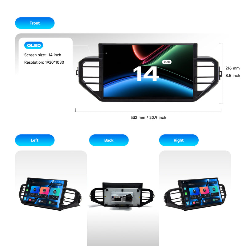 Dasaita for 2022-2024 Toyota Tundra Android 13 Car Stereo | Wireless CarPlay & 14.2" QLED Touchscreen | 4G LTE & 8GB RAM for Off-Road Audio|AHD Camera