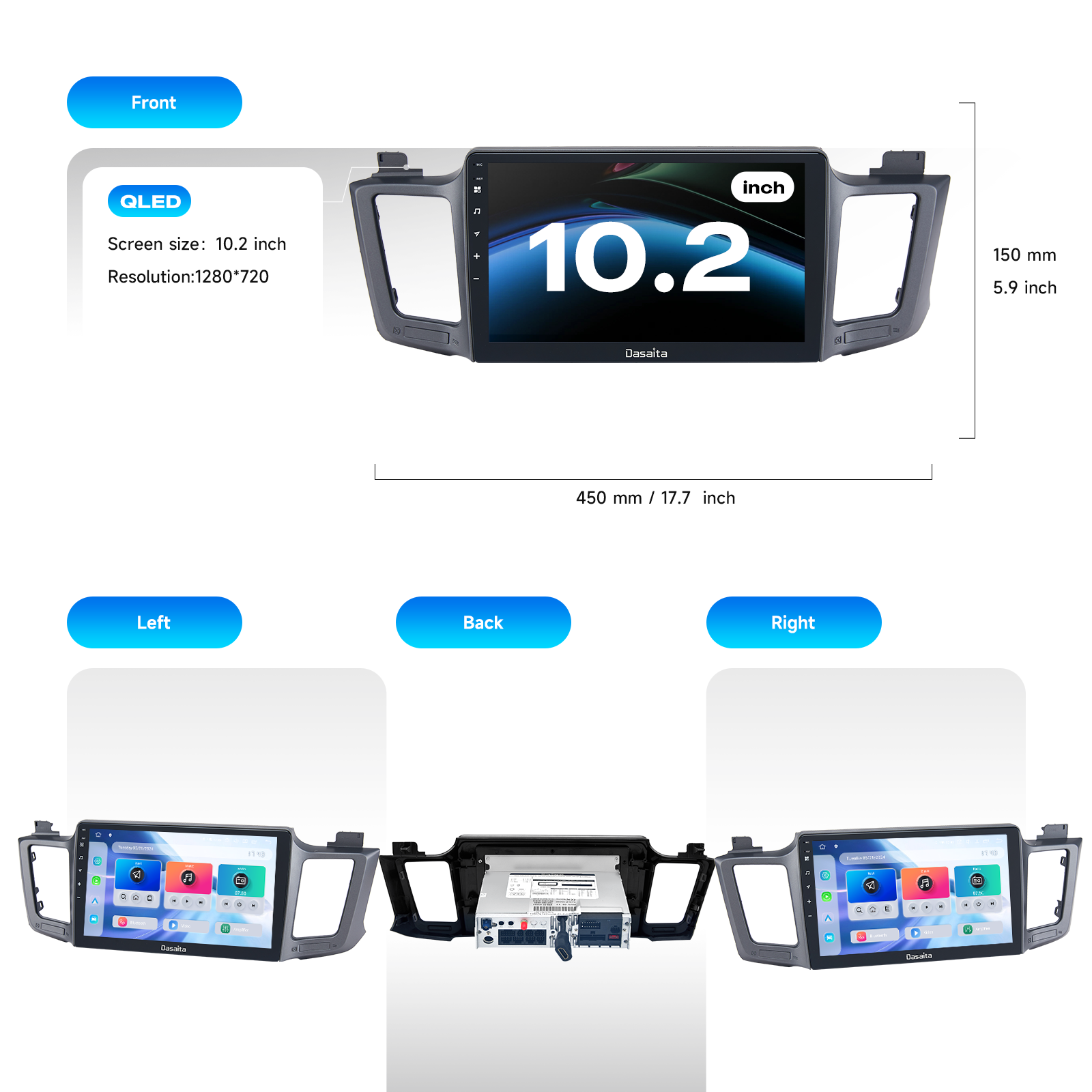 Dasaita Android 13 Car Stereo for Toyota RAV4 2013-2018 | Wireless CarPlay Android Auto | 10.2" QLED Screen GPS Navigation Head Unit