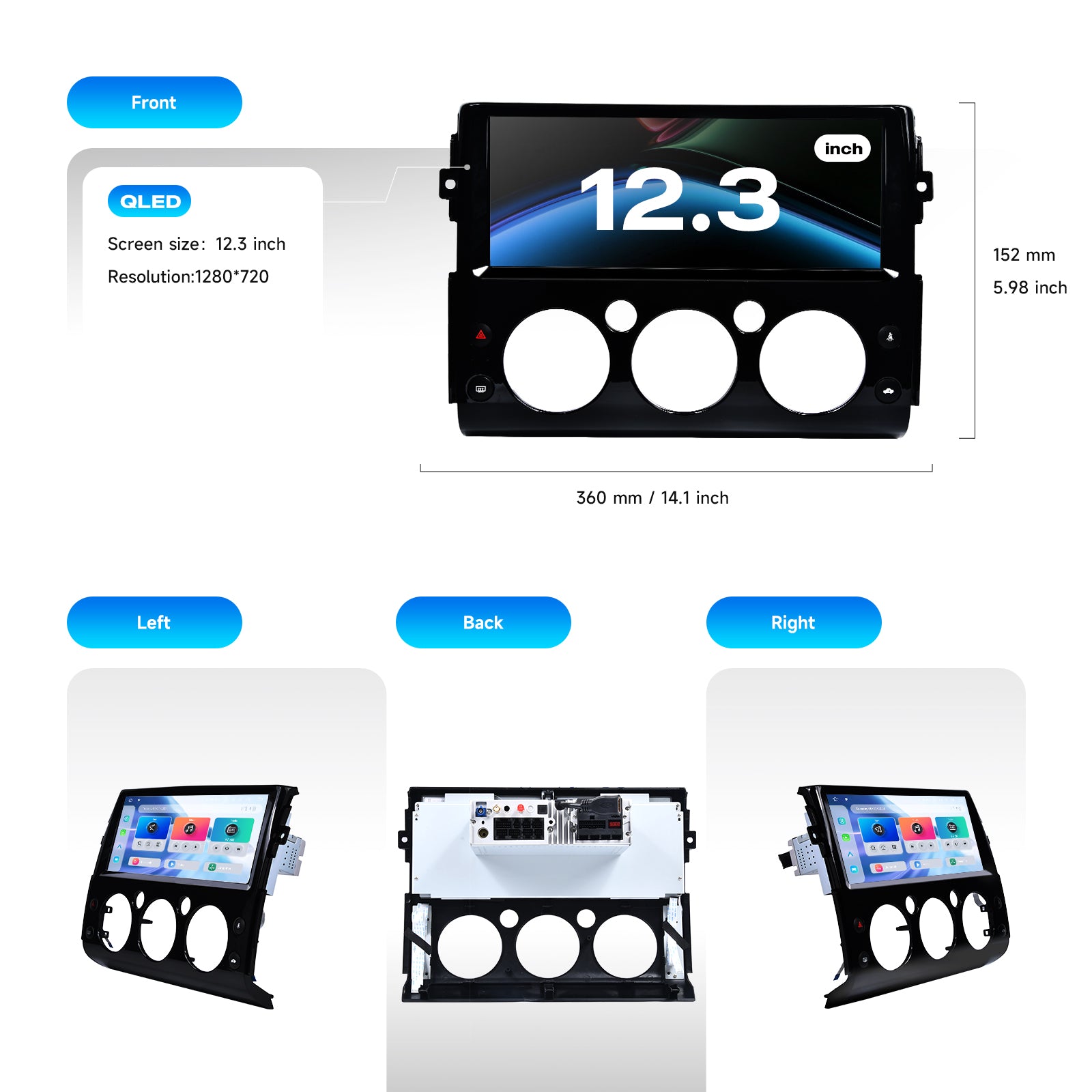 Dasaita Android13 Car Stereo for Toyota FJ Cruiser 2007-2018 Black Wireless Carplay & Android Auto Car Radio | Qualcomm 665 | 12.3" 2K QLED Screen | Wifi+4G LTE | 6G+64G | DTS|GPS Navigation Head Unit | Optical Output