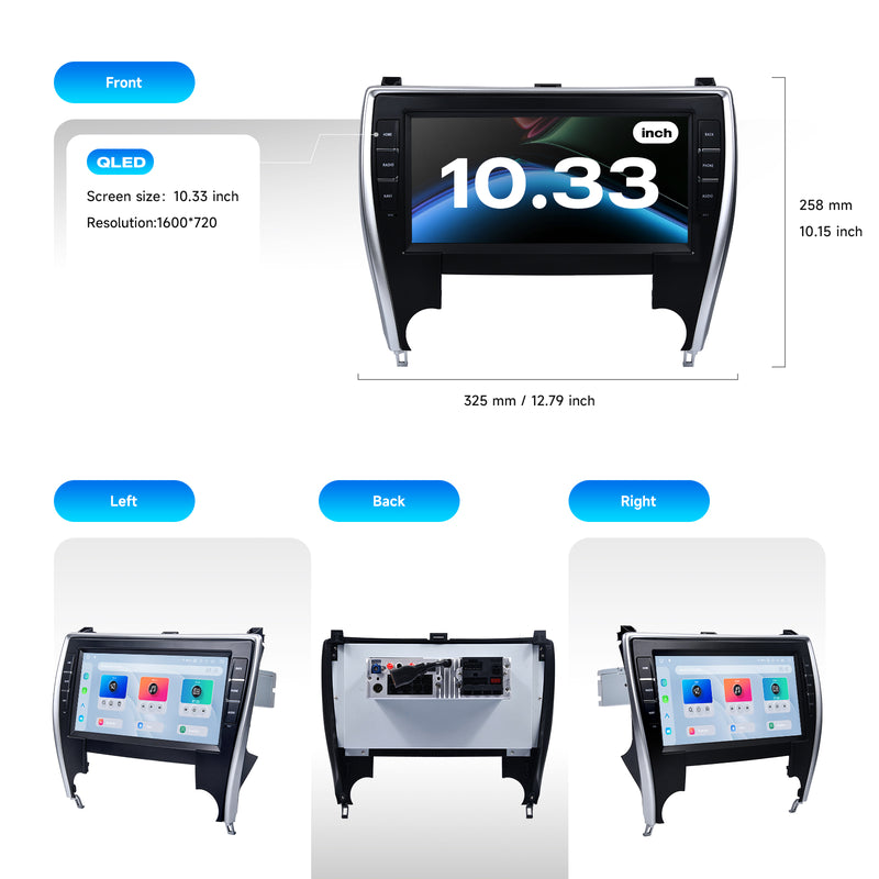 Dasaita Android13 Car Stereo for Toyota Camry 2015 2016 2017 Wireless Carplay & Android Auto Car Radio | Qualcomm 665 | 10.33" QLED Screen | Wifi+4G LTE | 8G+256G | DTS|GPS Navigation Head Unit | Optical Output