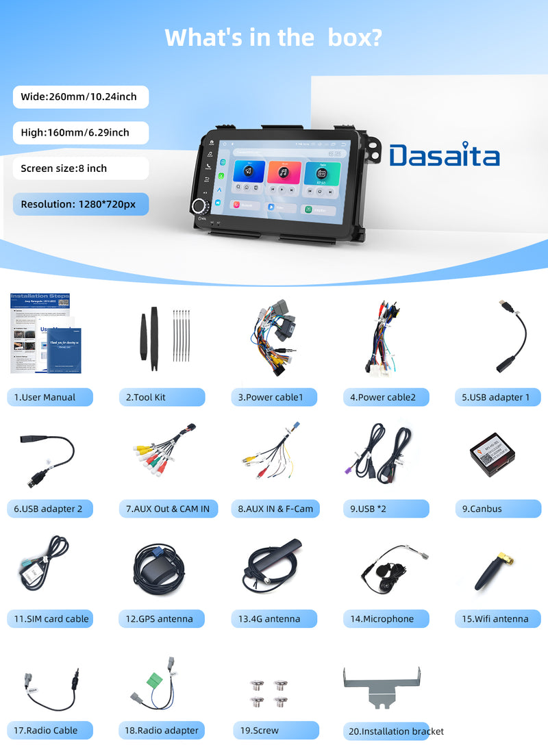 Dasaita Android13 Car Stereo for Honda Vezel HR-V HRV 2013-2022 Wireless Carplay & Android Auto Car Radio | Qualcomm 665 | 8" QLED Screen | Wifi+4G LTE | 6G/8G+64G/256G | DTS|GPS Navigation Head Unit | Optical Output