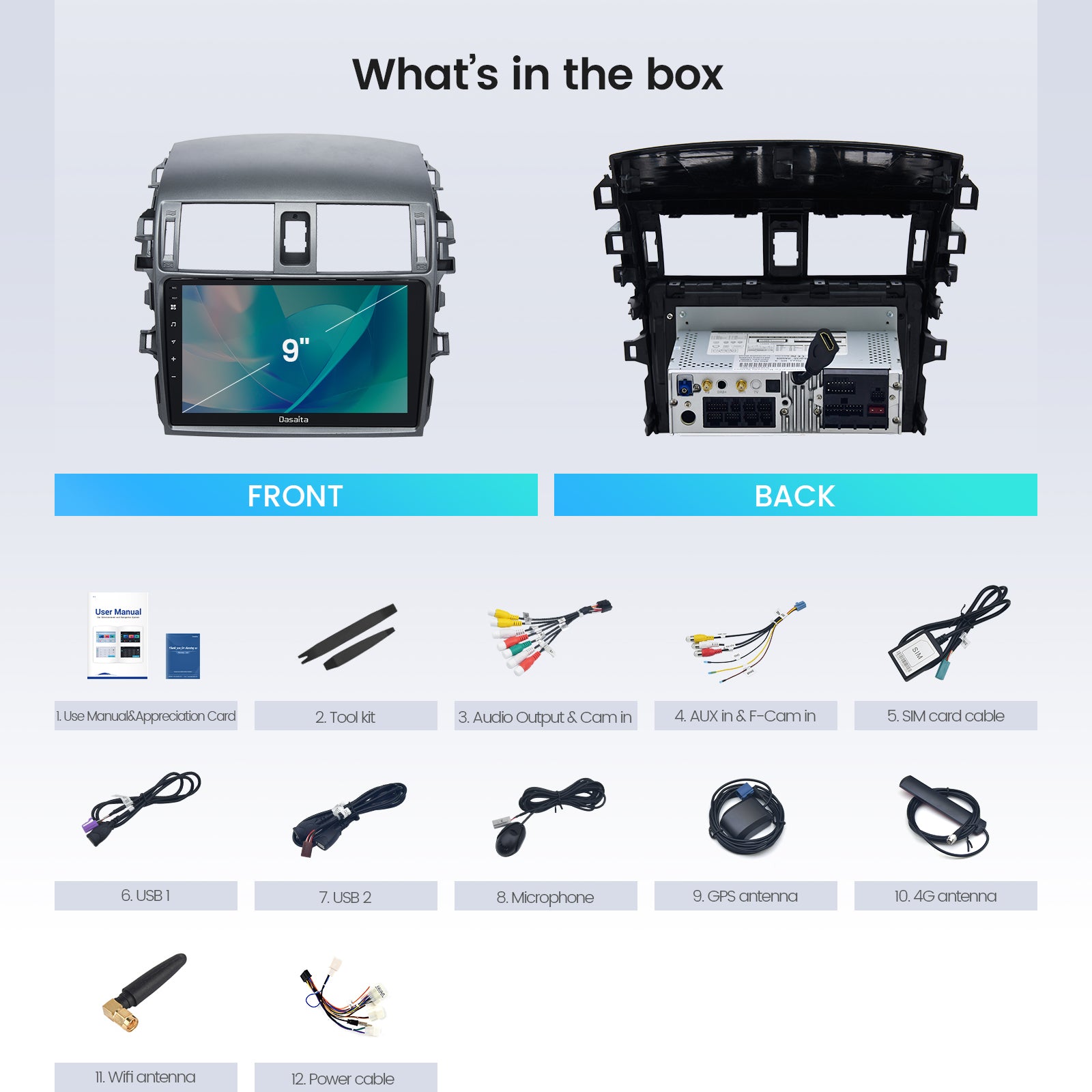 Dasaita Android12 Car Stereo for Toyota Corolla Auris 2007-2013 Wireless Carplay & Android Auto Car Radio| Qualcomm 665 | 9" QLED Screen | Wifi+4G LTE |6G+64G|DSP|GPS Navigation Head Unit| Optical Output