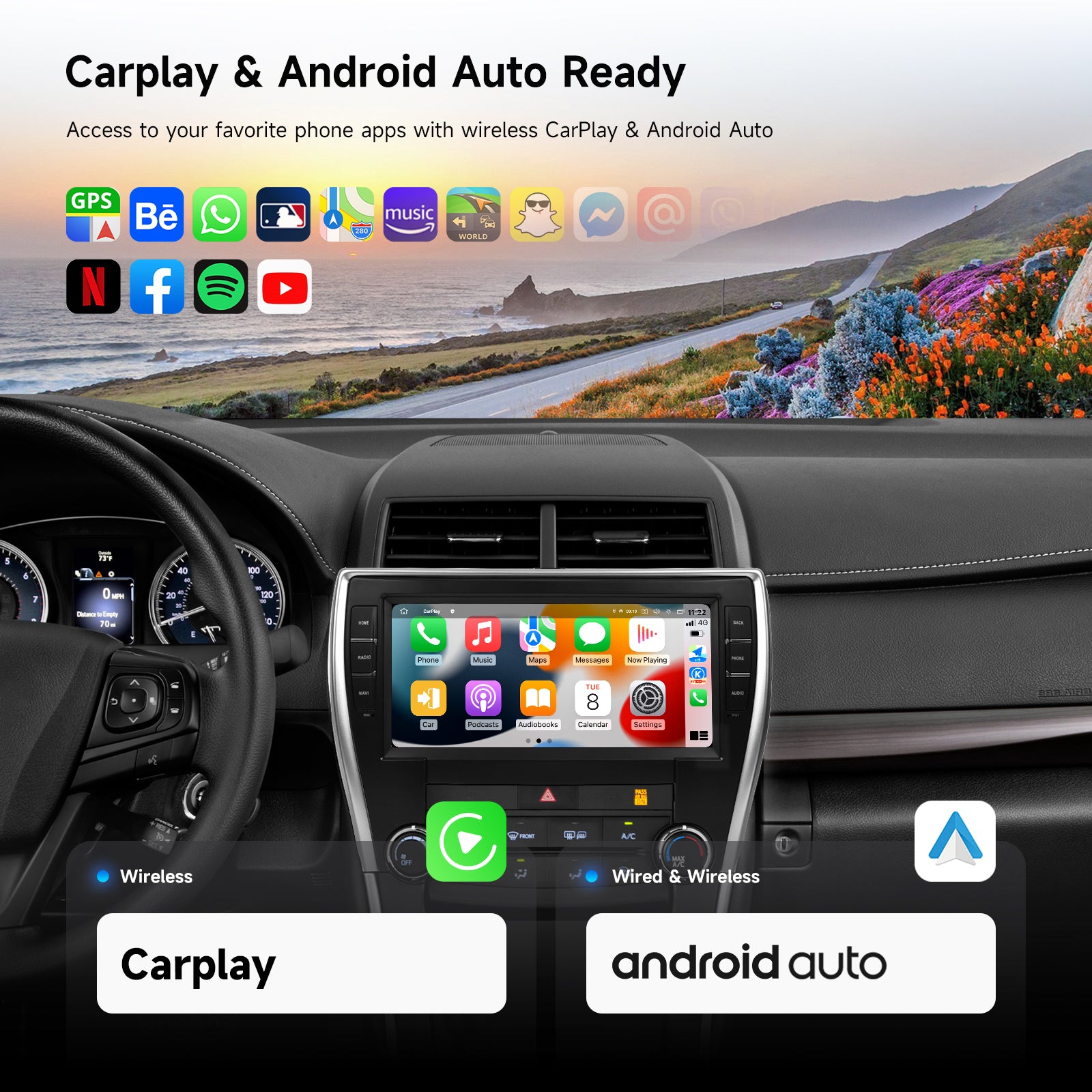 Dasaita for Toyota Camry 2015-2017 Android 13 Car Stereo | Wireless CarPlay & Android Auto 10.2" QLED Touchscreen GPS Navigation