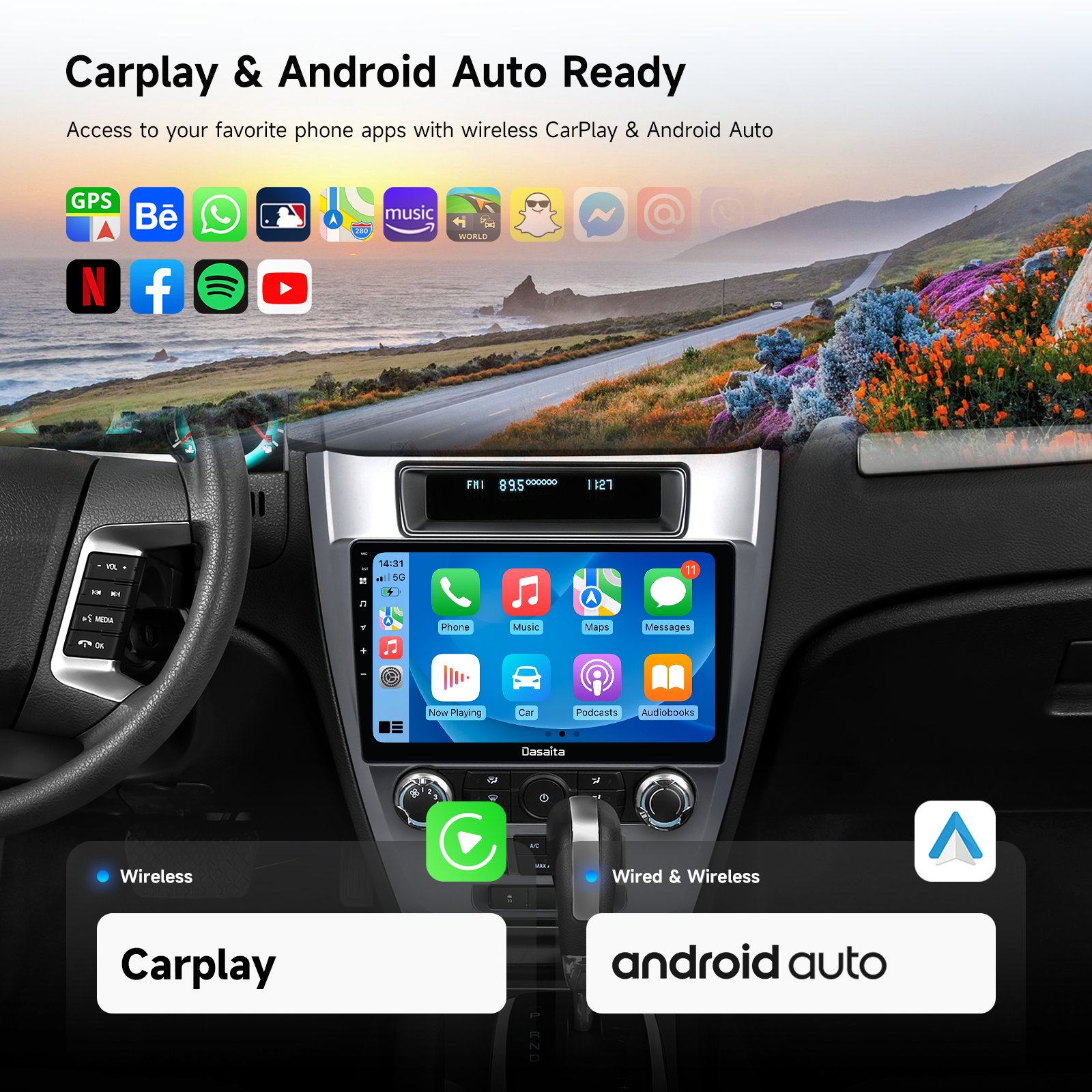 Dasaita Android13 Car Stereo for Ford Fusion 2009-2012 Wireless Carplay & Android Auto Car Radio| Qualcomm 665 | 10.2" QLED Screen | Wifi+4G LTE |6G+64G|DTS|GPS Navigation Head Unit| Optical Output