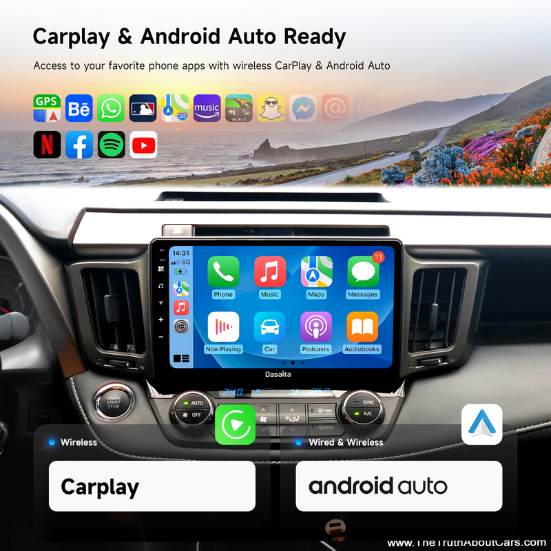 Dasaita Android13 Car Stereo for Toyota RAV4 2013-2018 LHD Wireless Carplay & Android Auto Car Radio | Qualcomm 665 | 9" QLED Screen | Wifi+4G LTE | 6G+64G | DTS|GPS Navigation Head Unit | Optical Output